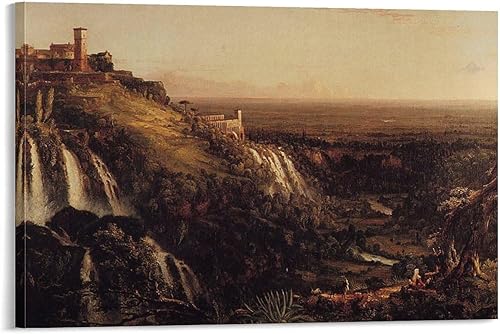 Póster de Thomas Cole Vista de Roma de Tivoli Regalos Póster de Pintura en Lienzo Arte de Pared Decoración Moderna Marco sin Marco 7.9x29.5 in