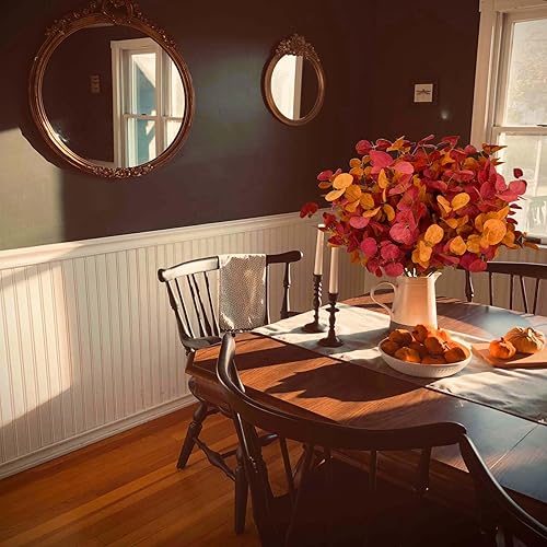 Miniatura 10 de TGANNYOCR 12 tallos de eucalipto artificiales, ramas de eucalipto sintético, tallos de vegetación artificial para decoración de centros de mesa del