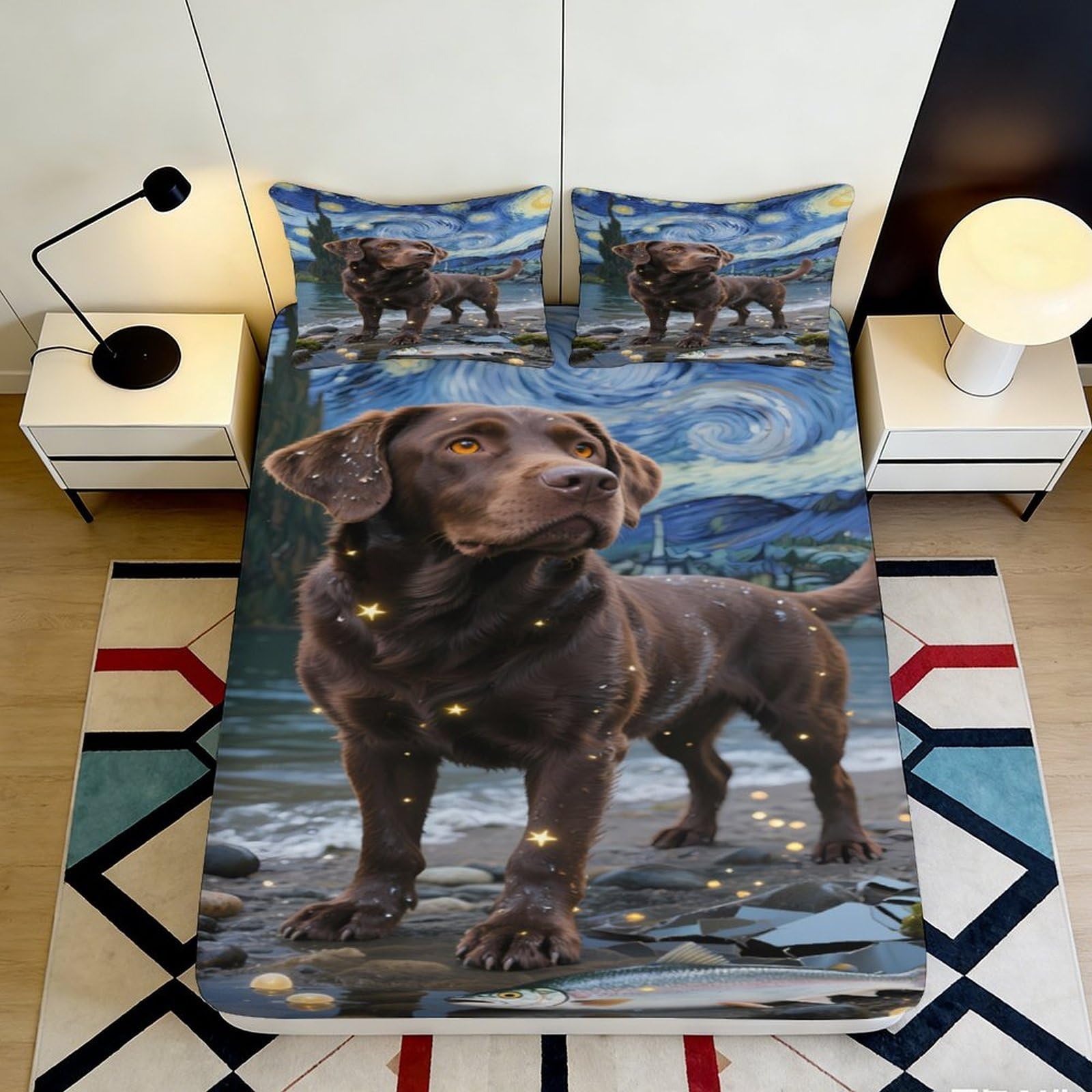Jqzkxnhpbr Style-8 3D Printed Brown Labrador Fitted Sheet Microfiber Non-Slip Mattress Cover Dog Art Bed Decor For Bedroom Guest Room 90X200x25cm
