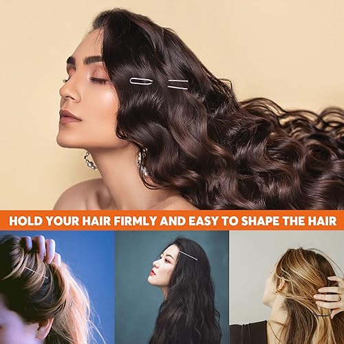 Miniatura 6 de Kit de 420 horquillas de 2 estilos con caja de almacenamiento, incluye alfileres de pelo en forma de U y bandas de goma para el cabello para mujeres