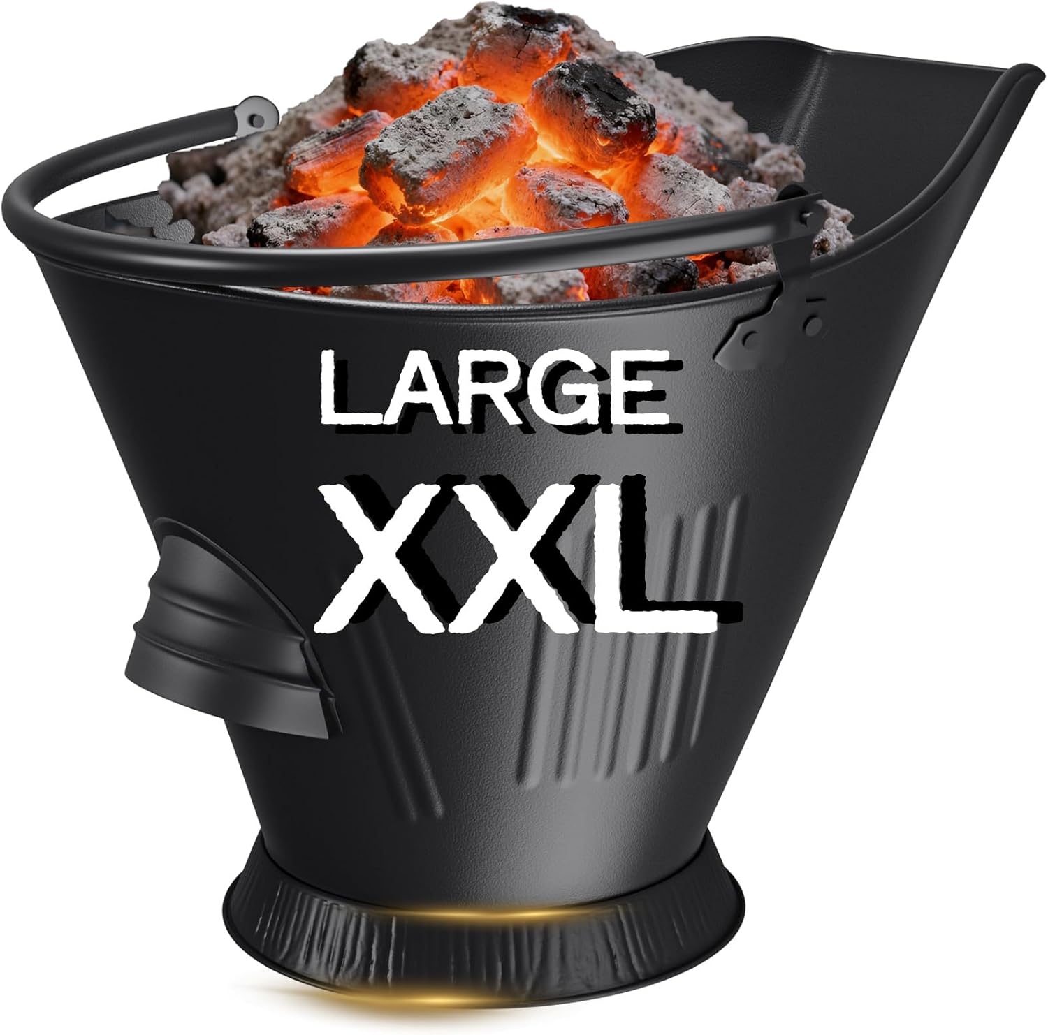 AMAGABELI GARDEN & HOME XXL 5-Gallon Ash Bucket for Fireplace Metal Coal Bucket Wood Stove Charcoal Bucket Hot Ashes Can Pail Fireside for Fire Pit Firewood Burning Indoor Outdoor Grill Hearth Tools 5gal Ash Bucket