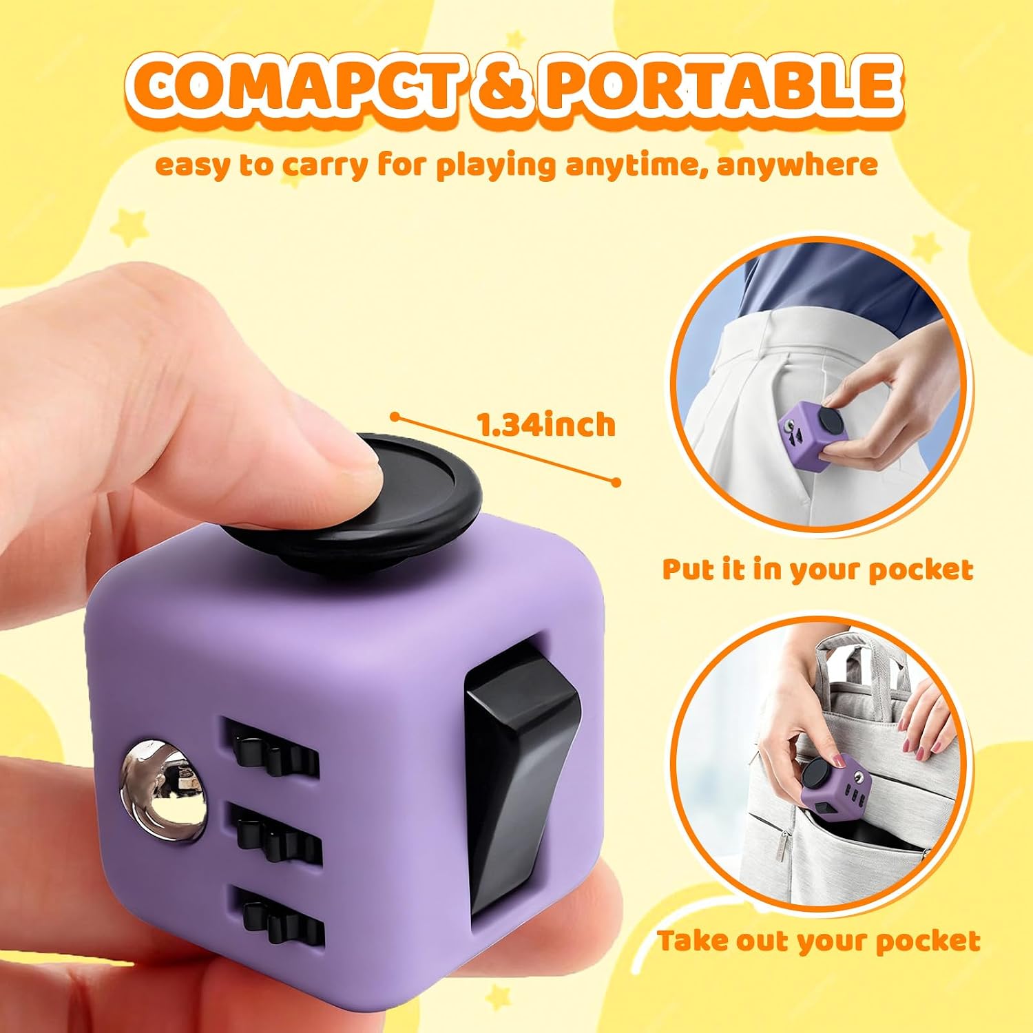 6 Pack Fidget Cubes Infinity Cube Toys for Adults & Kids, Multi-Sided Sensory Anxiety Relief Toys for ADD, ADHD, OCD, Autism, Cool Handheld Fidget Gadgets for Stress and Focus (Pure)