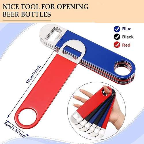 Miniatura 9 de AKOAK 1 paquete de abrebotellas plano de 7 pulgadas, abridor de cerveza de mano de acero inoxidable para camareros profesionales, hogar diario,