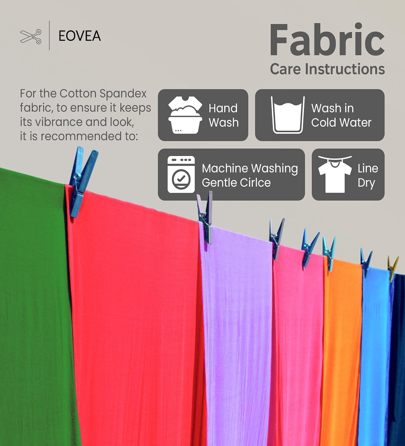 EOVEA - Cotton Spandex Fabric by The Yard - 4 Way Stretch Jersey Knit - Spandex & Cotton T-Shirt Fabric - Lightweight, Breathable - 60" Wide Roll| 10 oz(Charcoal, 2 Yard)