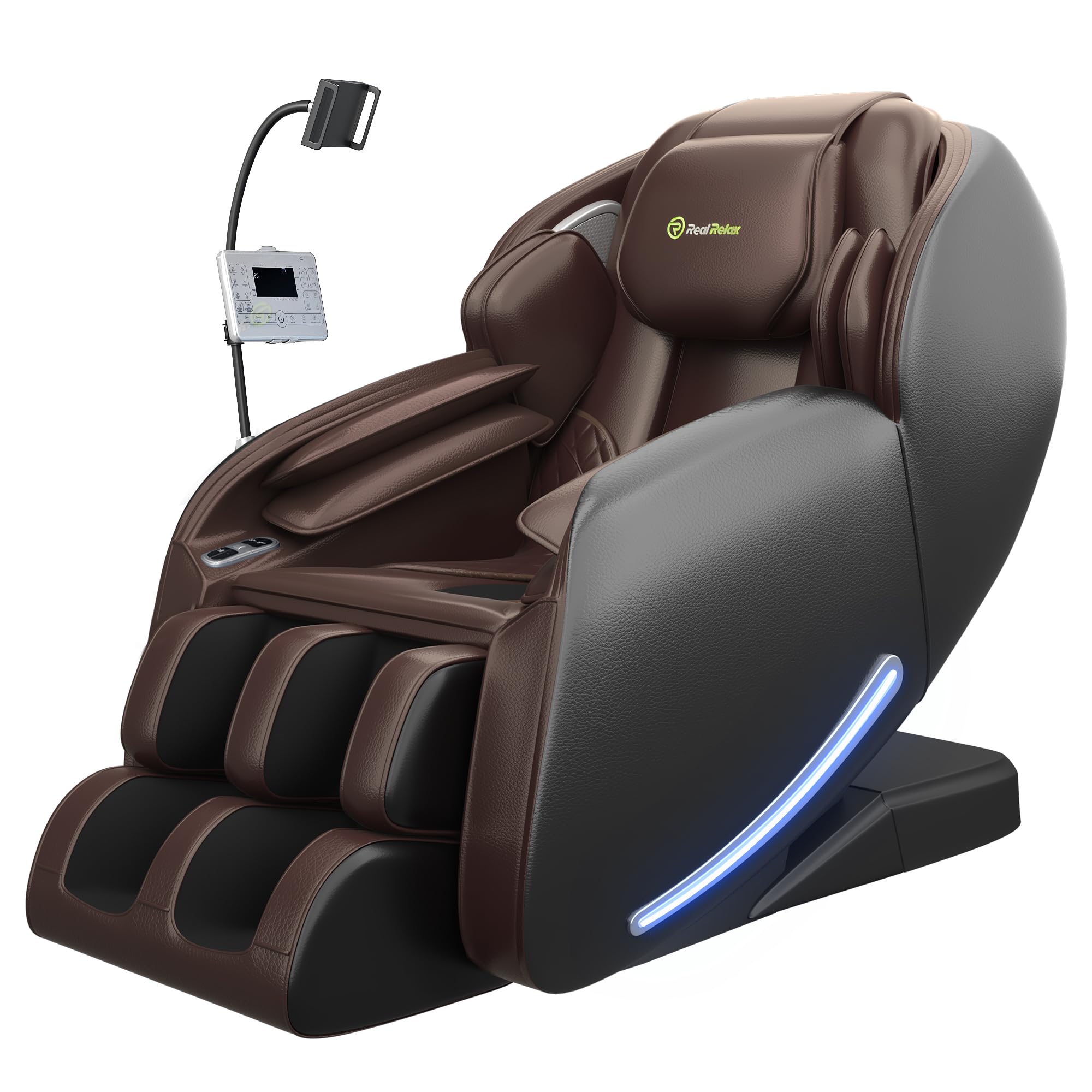 Real Relax 2025 Massage Chair Full Body,Zero Gravity 3D SL-Track Shiatsu Massage Recliner Chair with Heat Body Scan Bluetooth Foot Roller APP Control, Child Lock, Favor-06,Brown