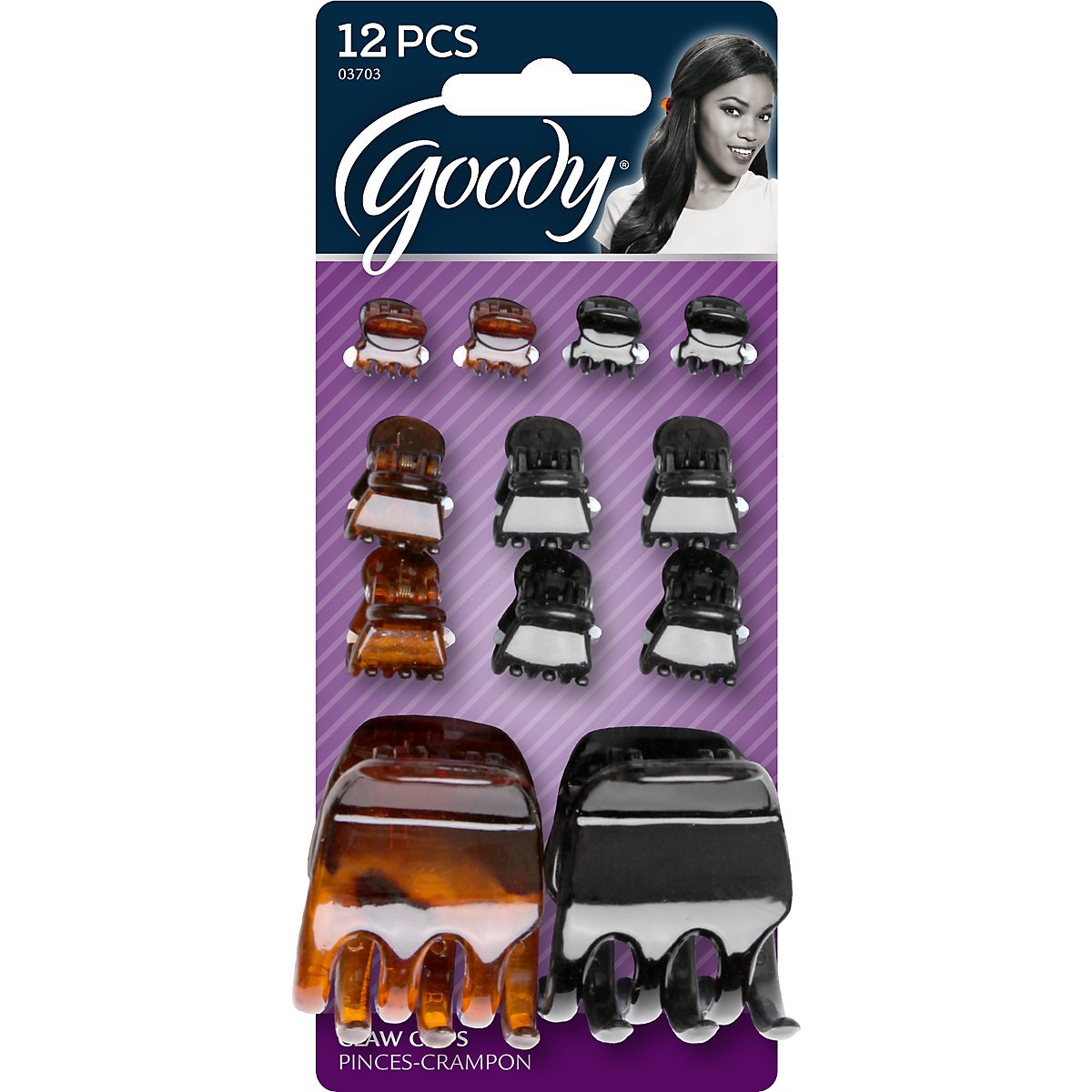 Goody Mini Claw Hair Clips, Assorted Colors, 12 Count (Pack of 6) (1942509)