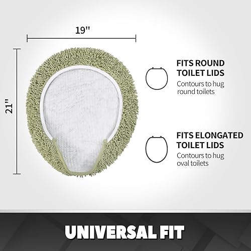 Miniatura 9 de Shaggy Funda de felpilla para tapa de inodoro de baño, fundas de asiento de felpa ultra suave, esponjosa y absorbente, 19 x 21 pulgadas, tapas de
