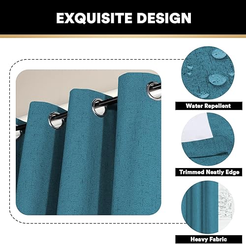 Miniatura 138 de PrinceDeco Cortinas opacas 100% para dormitorio, cortina de lino para puerta corrediza de cristal, cortinas opacas extra anchas con ojales Arena