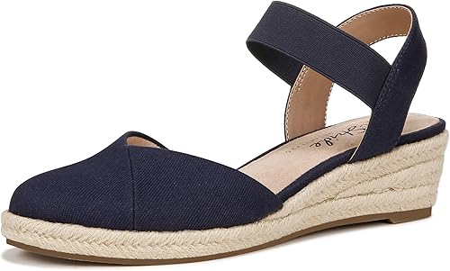 LifeStride Femme Kimmie Sandale cale, Toile Lux Navy, 37.5 EU Large