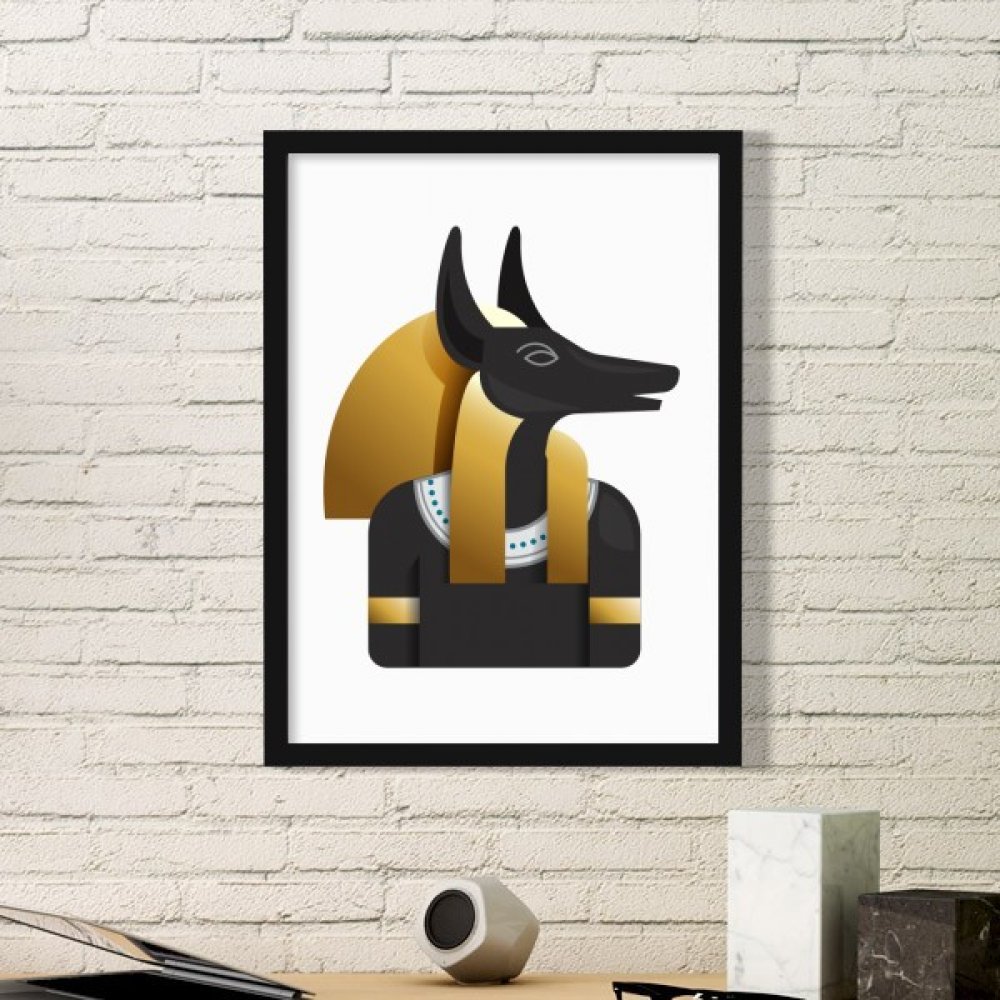 Cadre photo Anubis Égypte peinture murale noire