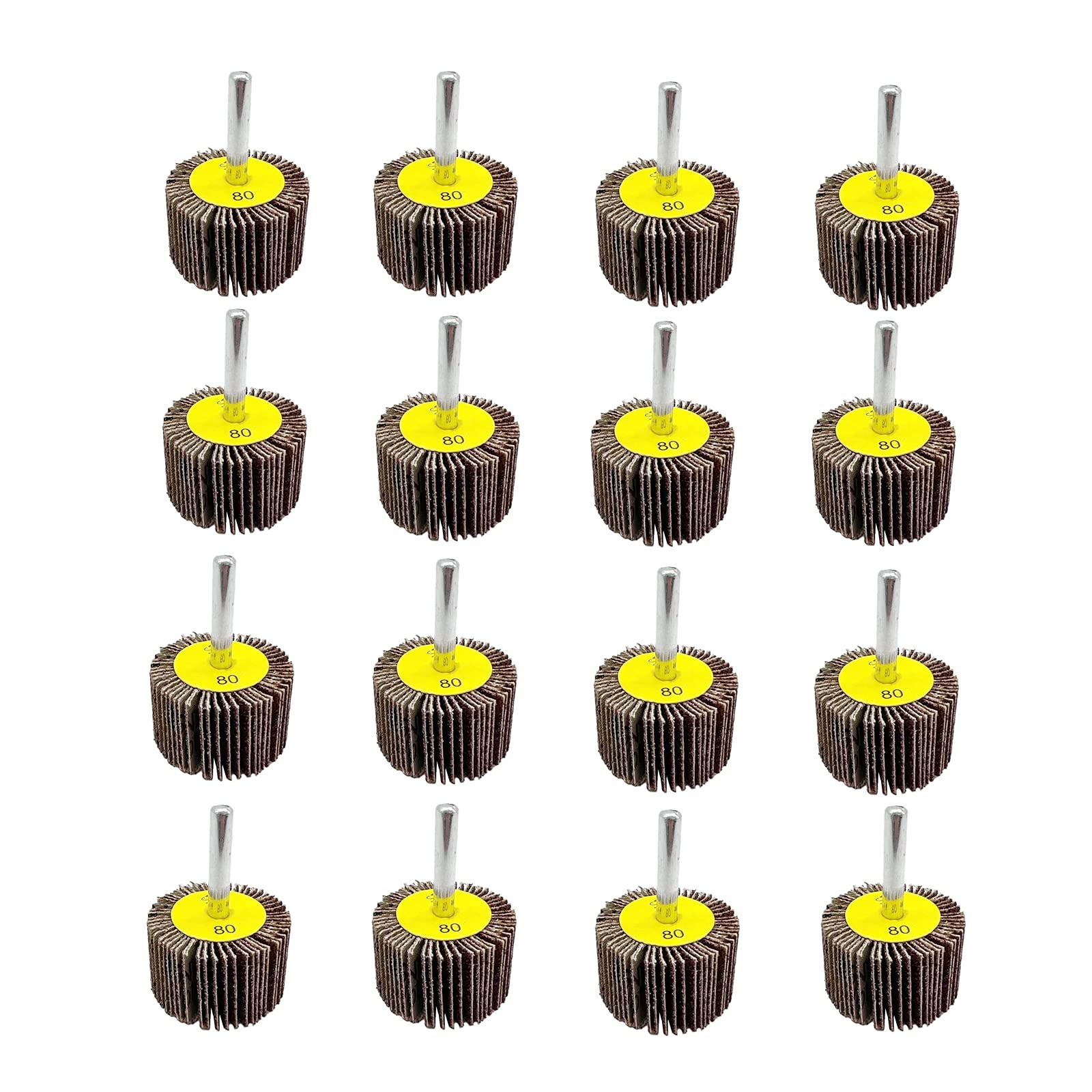 FEIHU Roue Abrasive 20 pièces 30X25x6mm Grain 80 Disque a lamelle pour Brosse Poncage Perceuse Accessoires Polissage Bois Metal