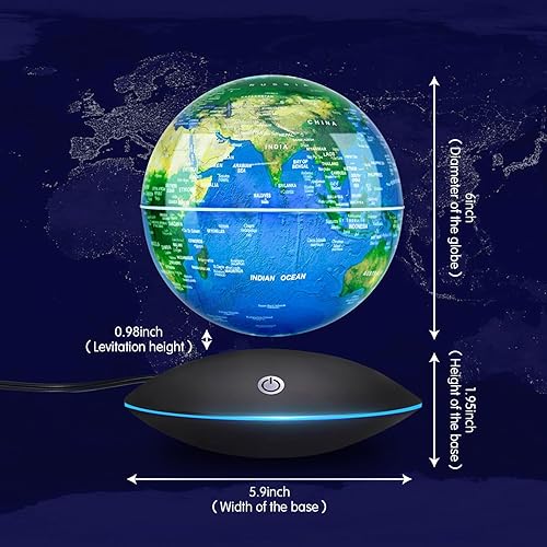 Miniatura 5 de Flagest Globo giratorio de levitación magnética, globo giratorio – Control táctil y degradado de luz nocturna de color – Regalo de aniversario de