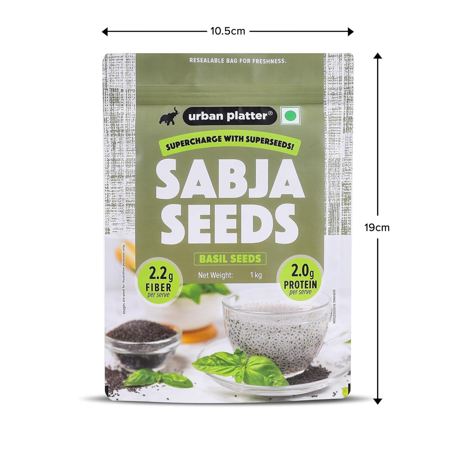 Urban Platter Basil Seeds (Sabja), 1Kg [Digestive, Cooling Effect, Premium Quality]