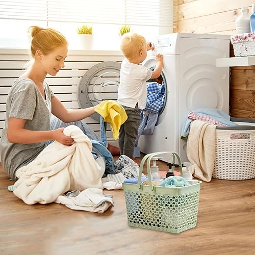 Miniatura 3 de Cesta portátil para ducha, organizador de plástico con asa, cesta de almacenamiento para baño, dormitorio, cocina, campamento, gimnasio, jardín,