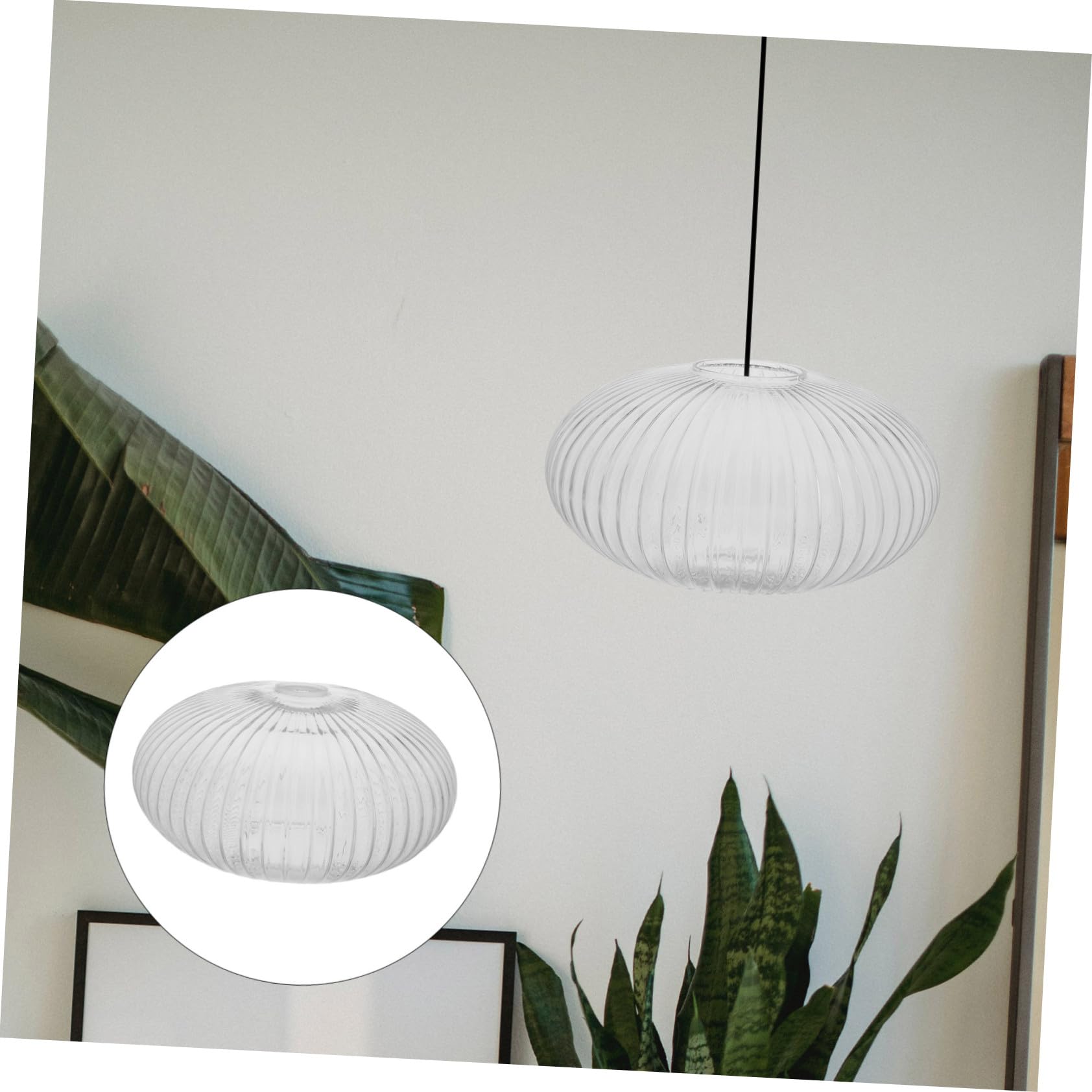 BESTYASH Pantalla de Lámpara Colgante Globo Redondo 300x170 Mm Vidrio Rayado Transparente Cubierta Iluminación Vidrio Resistente para Lámpara de Cristal Uso Interior Hogar Reemplazo