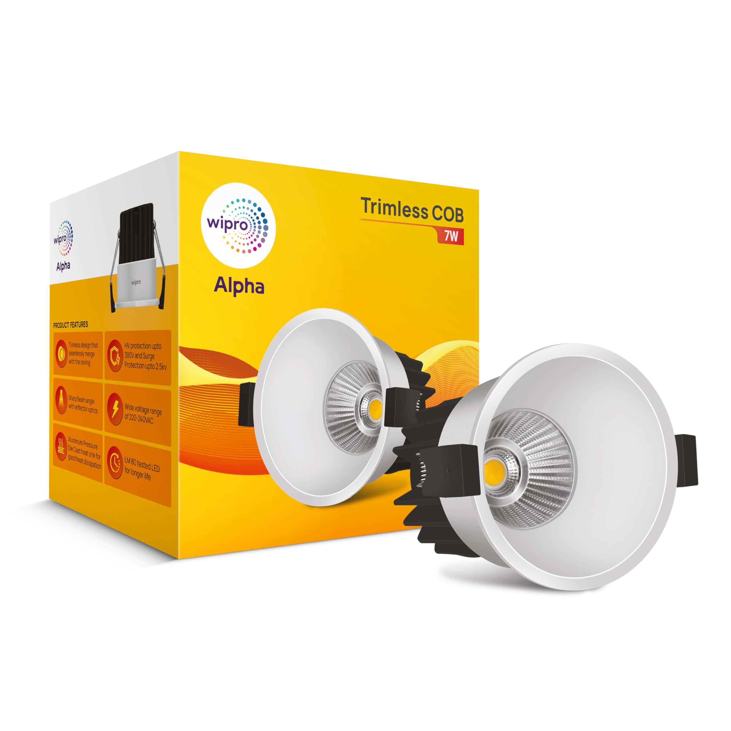 Wipro 7 Watt Alpha Trimless COB | Warm White (2700K) | Aluminium PDC Heat Sink | Sharp Beam Angle with Reflector for Home, Office and Store Cabinet Display | Pack of 1-image-20