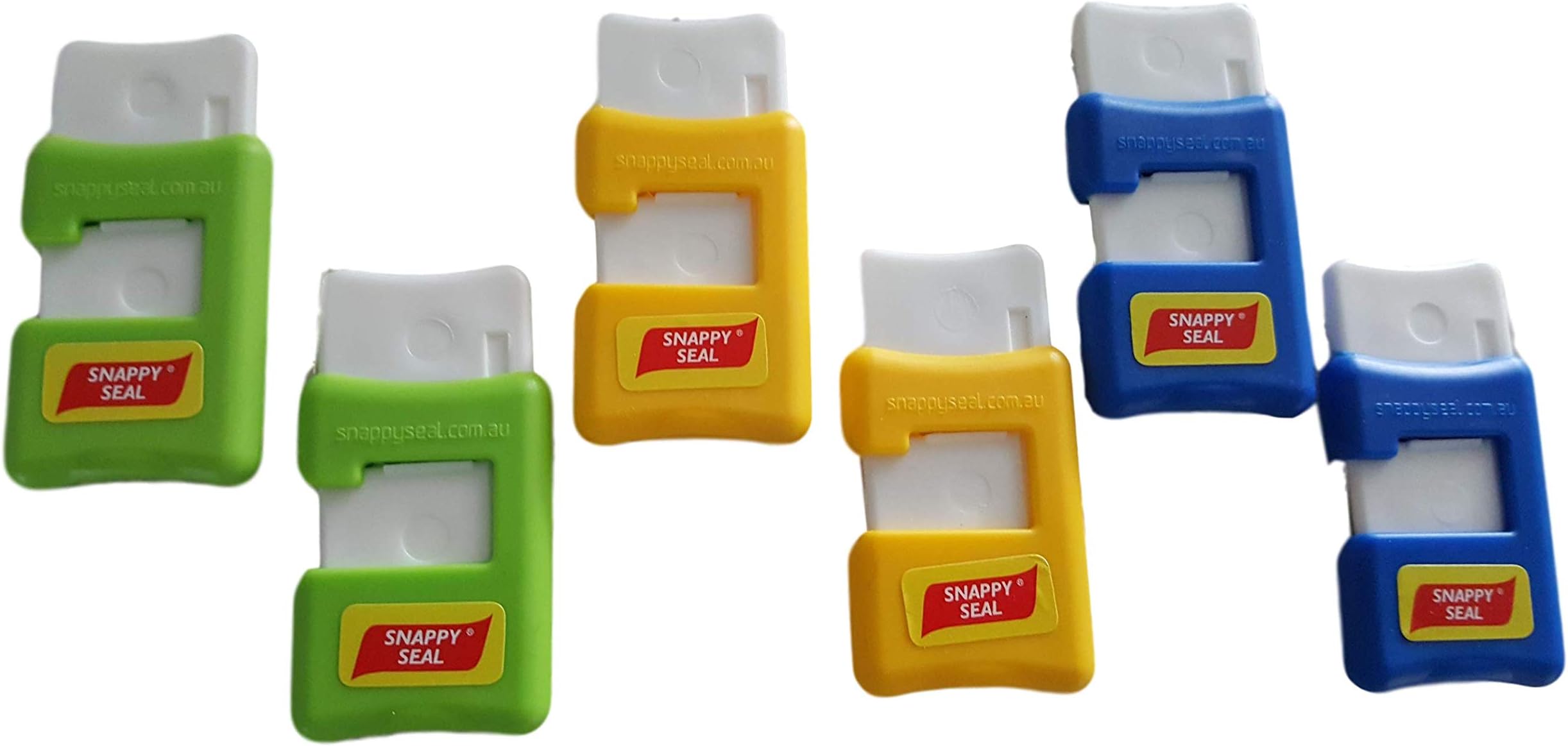 Snappy Seal Magnetic Bag Clips (6 pack) - the World's Greatest Re-Usable Bag Sealer! Innovatively designed bag clip that reseals bags tightly and easily keeping food Fresh longer