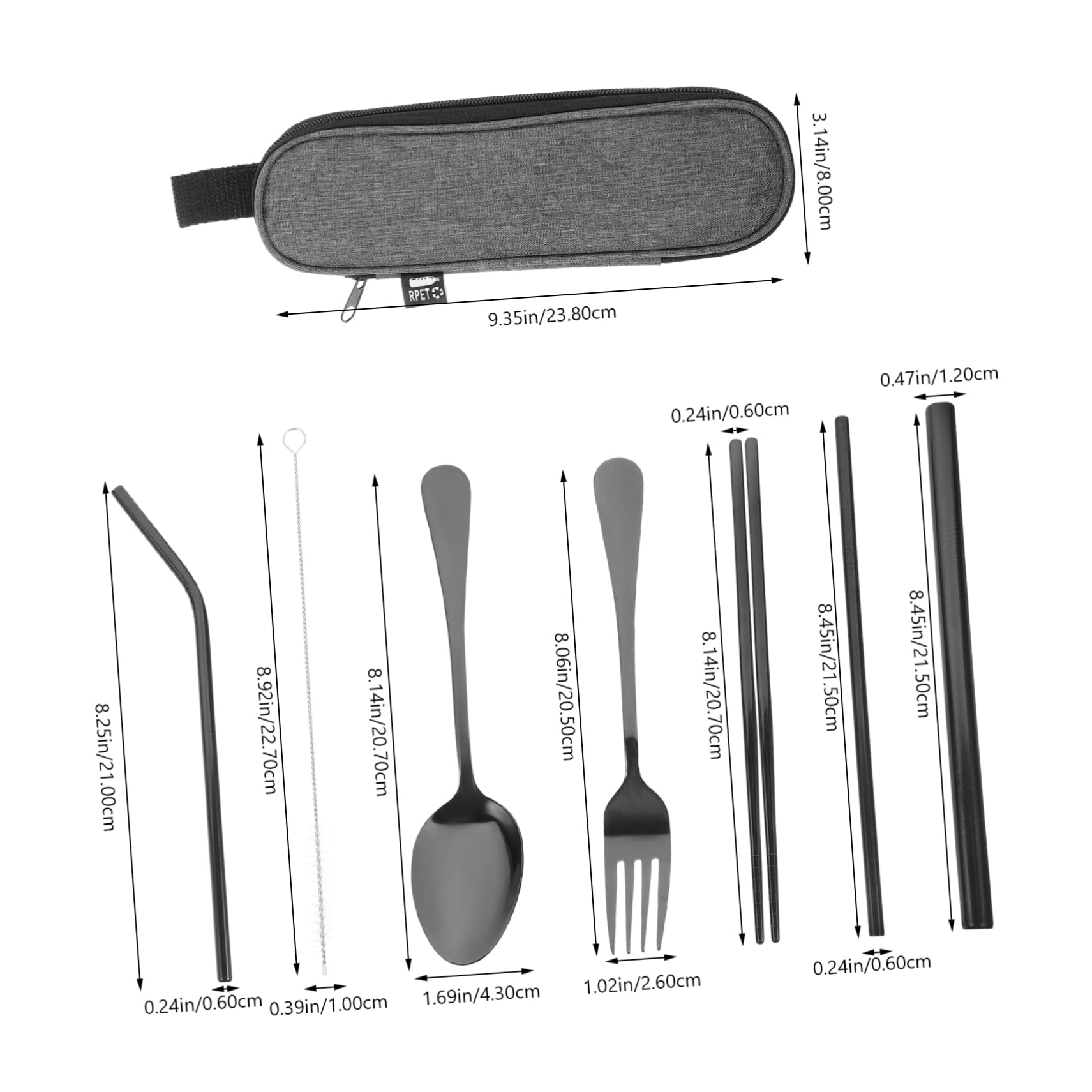 GOOHOCHY Stainless Steel Straw Set 7pc Camping Cookware Silverware Set with Travel Cutlery Case Lightweight Portable Outdoor Tableware for Camping Hiking Picnic Random Style