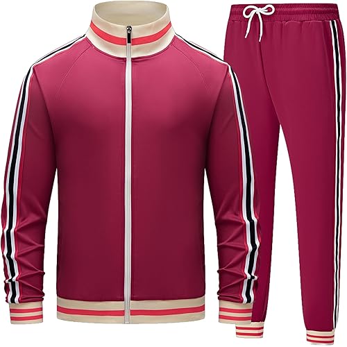 Men's Track suits Sets Long Sleeve Full-zip Sweatsuit Active Jackets and Pants 2 Piece Outfits