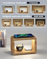 Alltripal 4 az 1-ben Vezeték Nélküli Töltőállomás Éjjeli Lámpával - iPhone, Apple Watch, AirPods Töltő Bambusz Dizájnnal 2