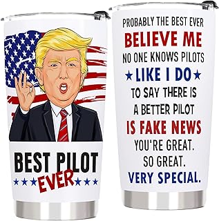 Pilot Gifts for Men Best Cool Gifts for Pilots - Aviation Lover Gift for Men, Dad, Son, Husband, Christmas Birthday Present for Pilot, 20 OZ Stainless Steel Insulated Travel Coffee Tumbler Cup