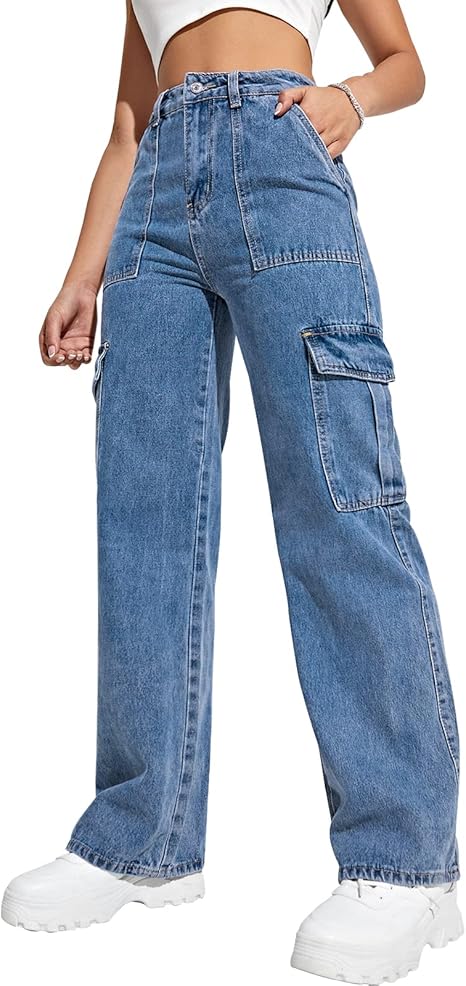 【Anyone more】24SS★ [A/M] Hass Blue Cargo Denim Wide Pt Agnetha Blue Denim Cargo Pant – FINESSE