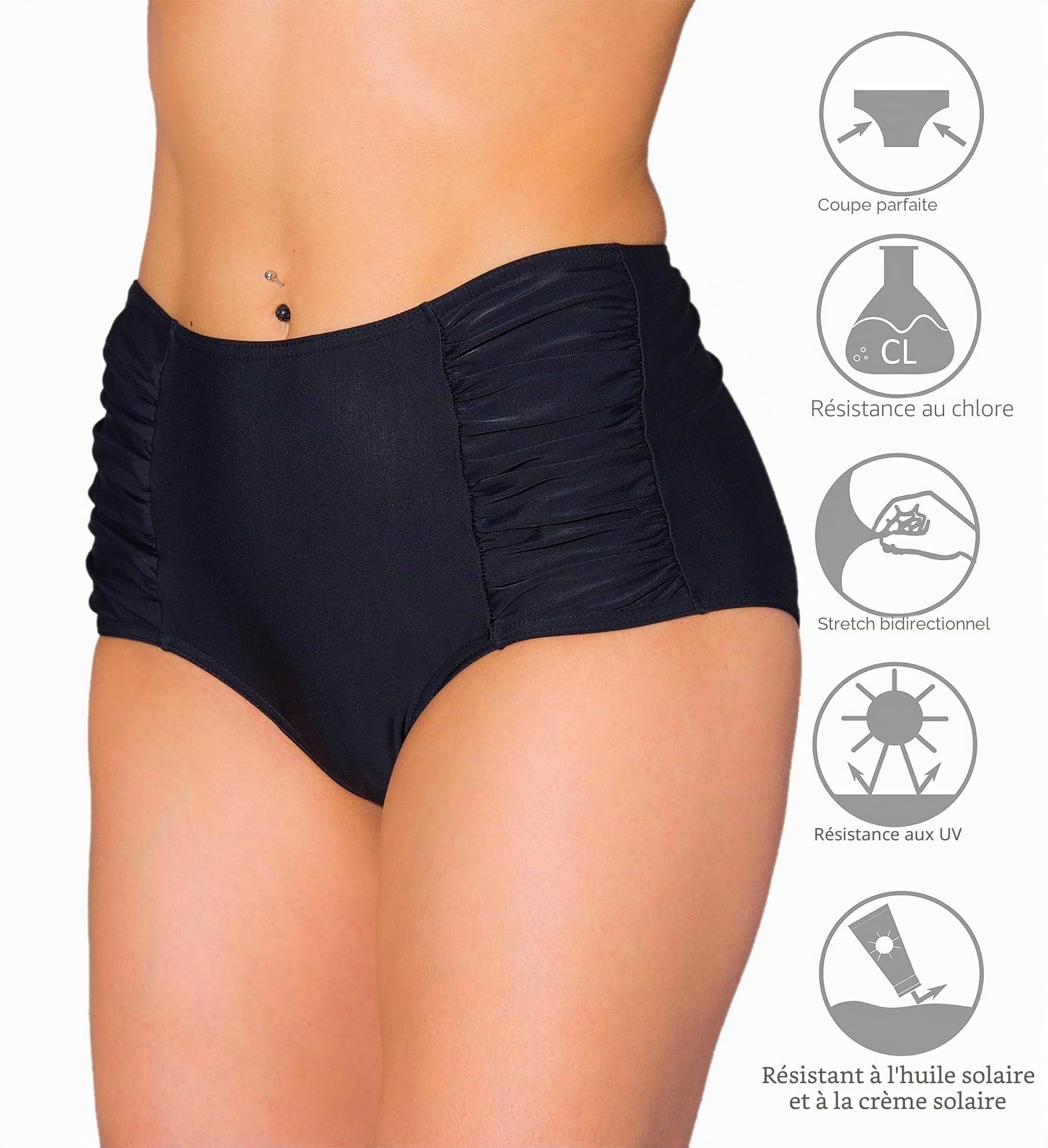Aquarti Bas de Maillot de Bain Femme Taille Haute – Bas Maillot Femme Classique avec Fronces