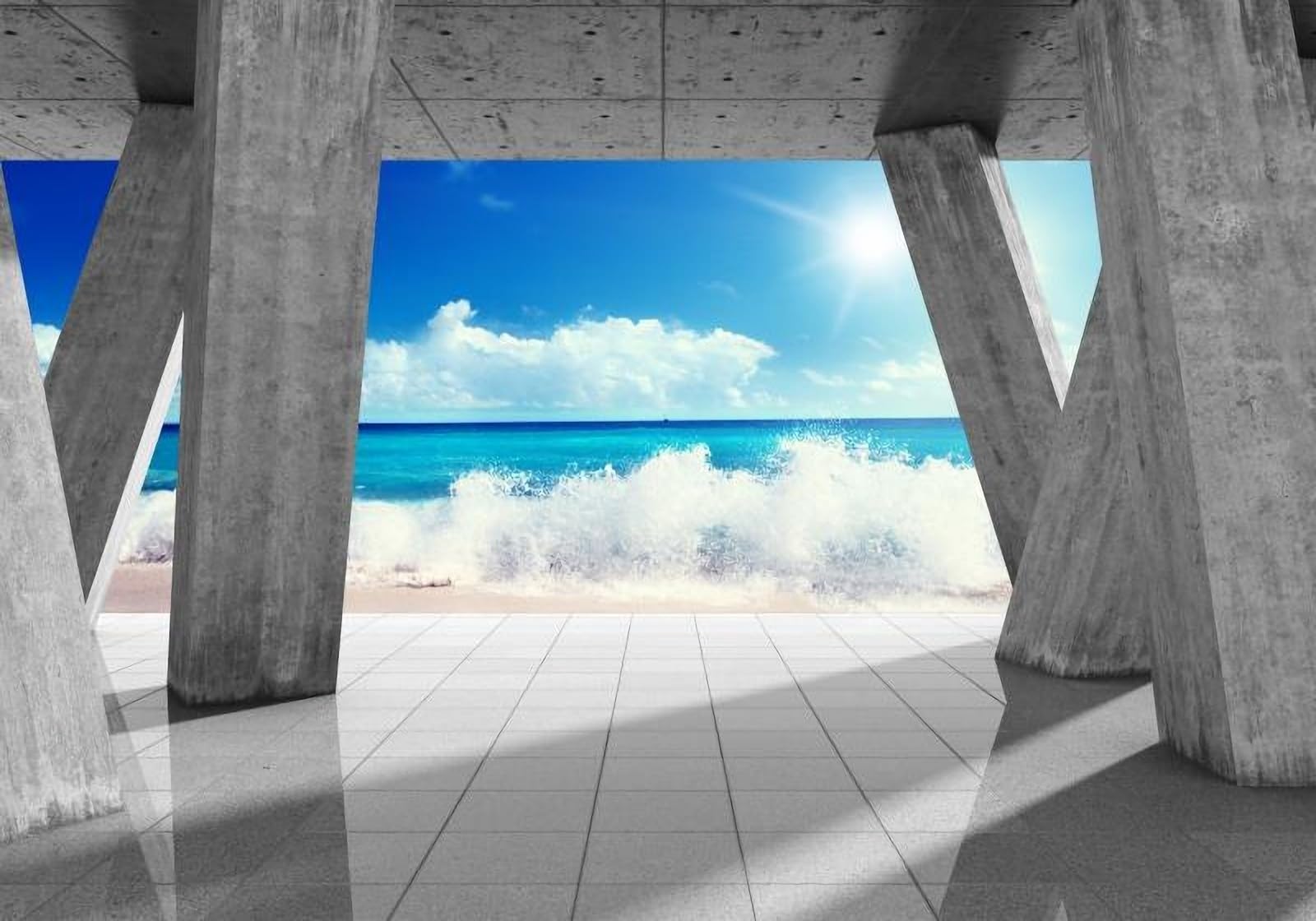 Papier peint panoramique mer 3D au fini intissé haut de gamme