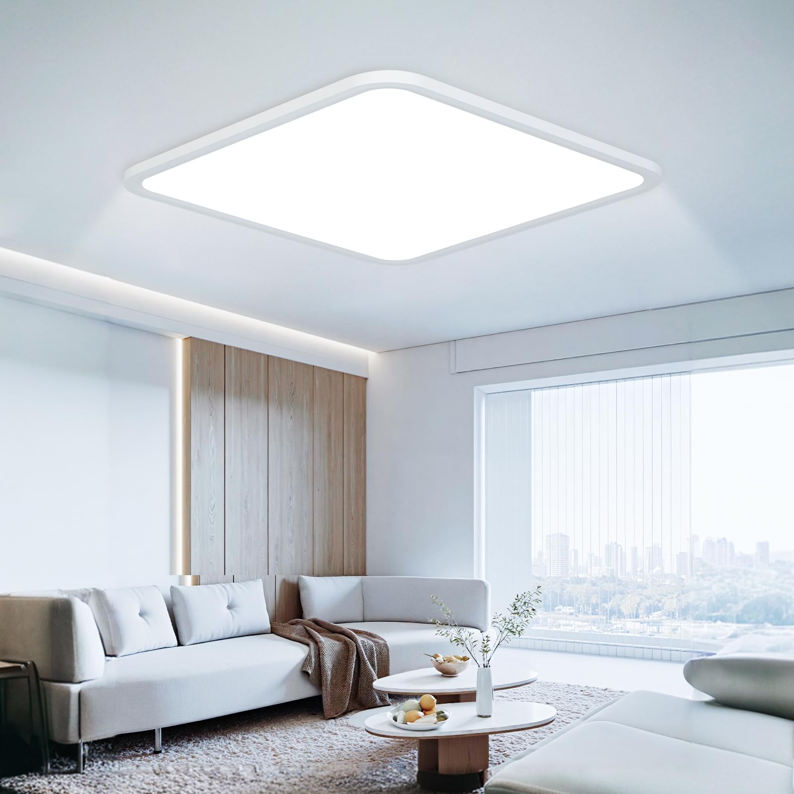 Plafonnier LED 40CM, 42W Carré Lampes de Plafond Moderne 6500K, 4800LM Luminaire Plafonnier Étanche IP44 pour Chambre, Salle De Bain, Salon, Cuisine, Bureau