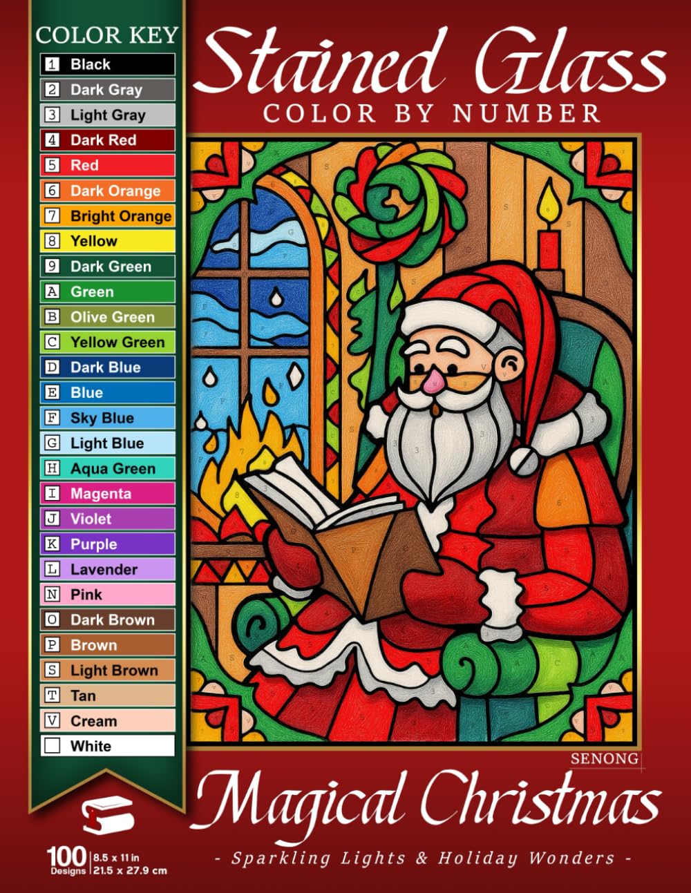 Magical Christmas Stained Glass Mosaic Color By Number: Sparkling Lights & Holiday Wonders (Stained Glass Color By Number Collection)