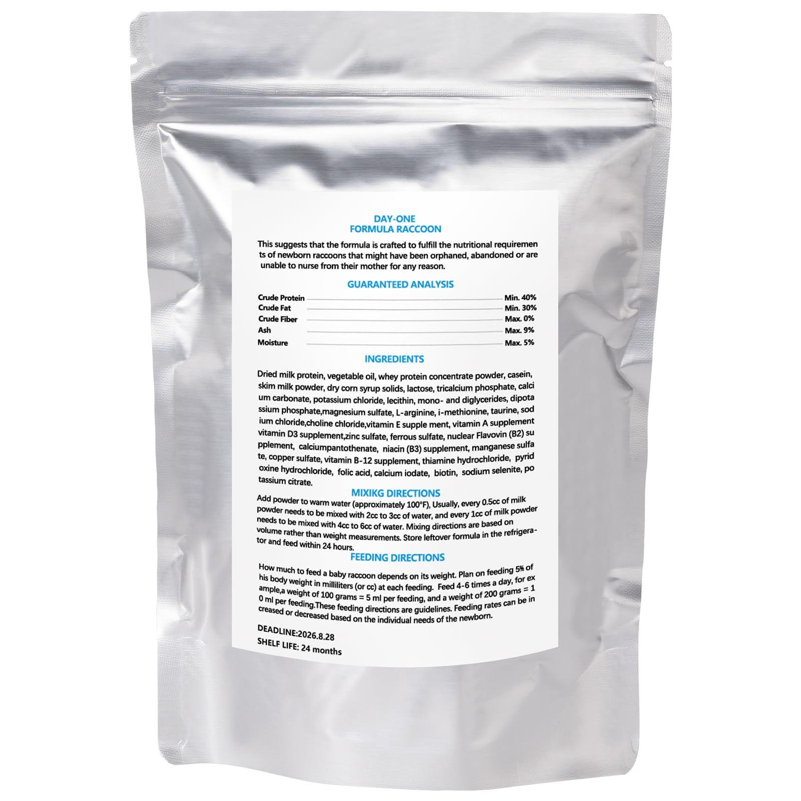 Liovsiso Raccoon Formula, 1 lb Raccoon Milk for Newborn to 8 Weeks Orphaned Baby Raccoons, A Must for Wildlife Rehabilitators