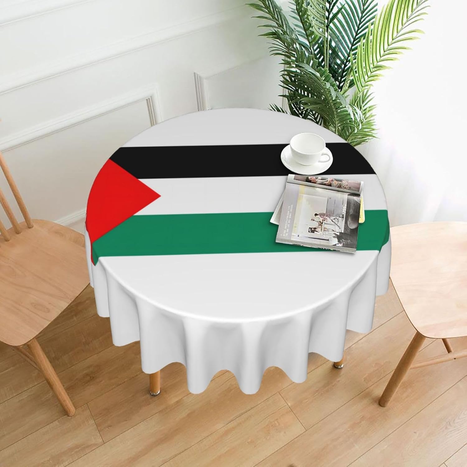 Palestine Flag Print Wrinkle Free Dining Table Cover for Birthday Party Farmhouse Tablecloths Up to 60 x 60 Inches