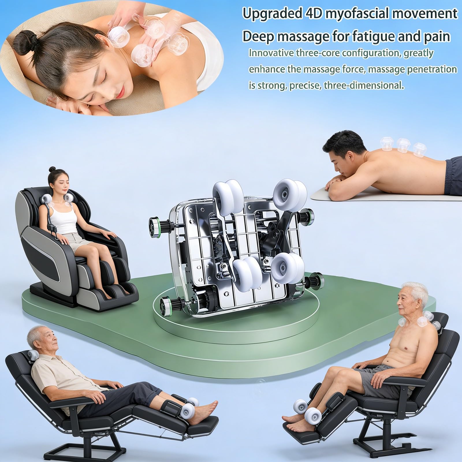 Sillón De Masaje De Lujo, Ajuste Automático De Masaje, Reclinable Avanzado, Ideals para Oficina En Casa(Bruin)