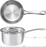 Vista 2 de Mini sartén con tapa, olla de acero inoxidable de tres capas con mango que se mantiene fresco y compatibilidad con todas las placas de cocina