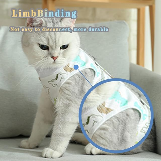 Foto 3 de 7 de CGLRybO Traje de recuperación profesional para gatos para heridas abdominales o enfermedades de la piel