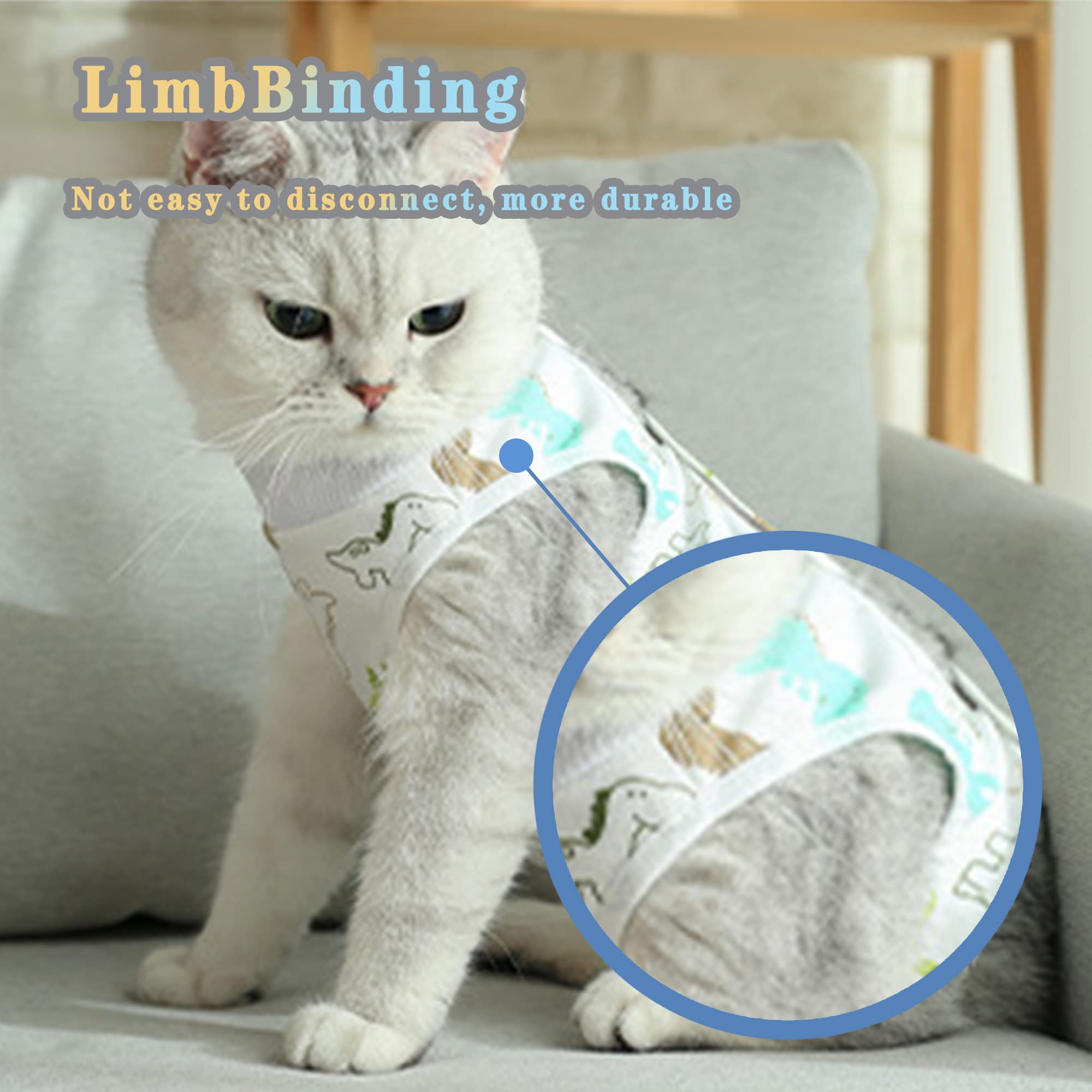 Cat Professional Recovery Suit，Body Suits for Abdominal Wounds or Skin Diseases，E-Collar Alternative for Cats, Onesie Cat Clothes After Surgery Collar & Cone Alternative — view 3
