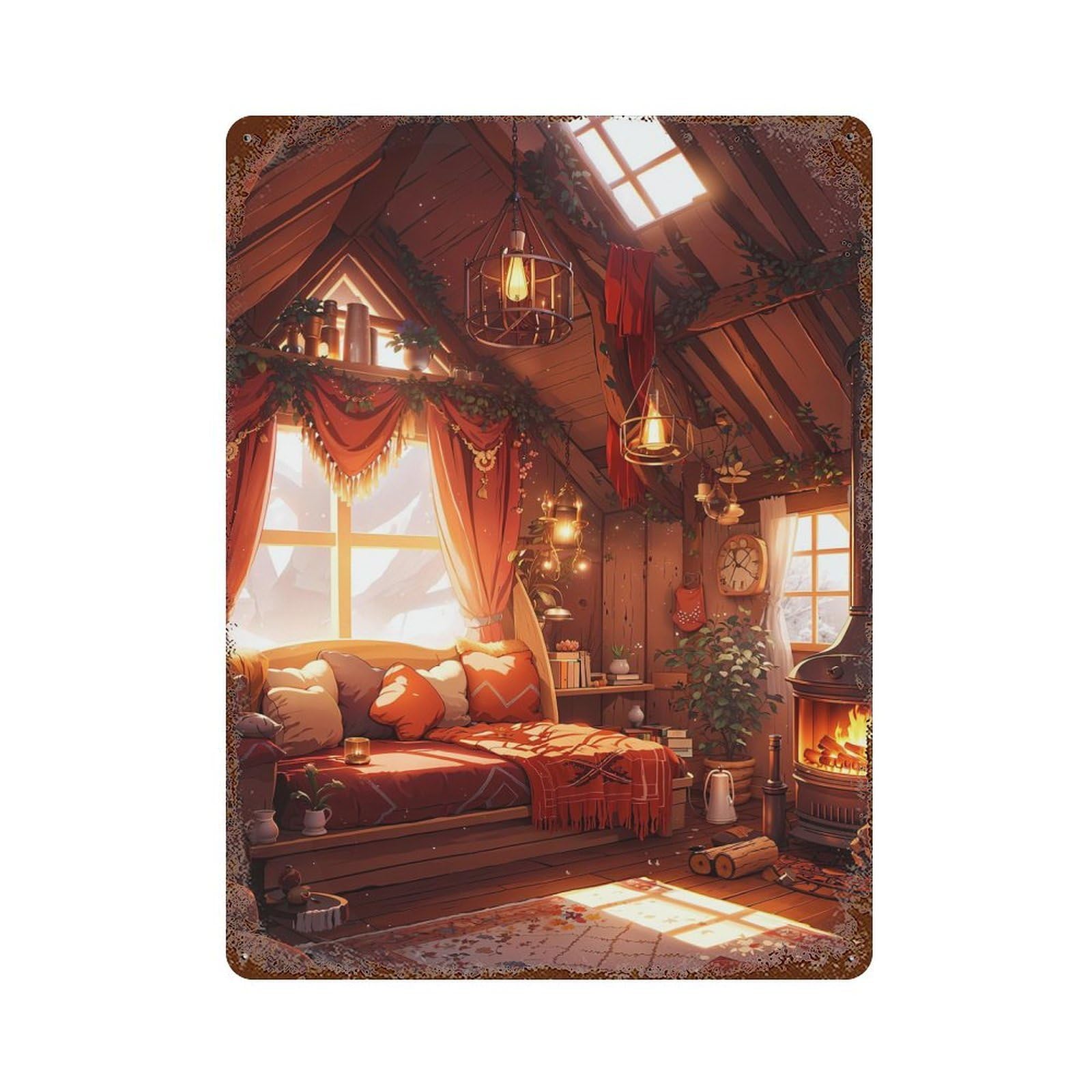 Cozy Hearth Retro Metal Sign 15.7"x11.8", Classic Wall Plaque for Garage, Pub Or Kitchen