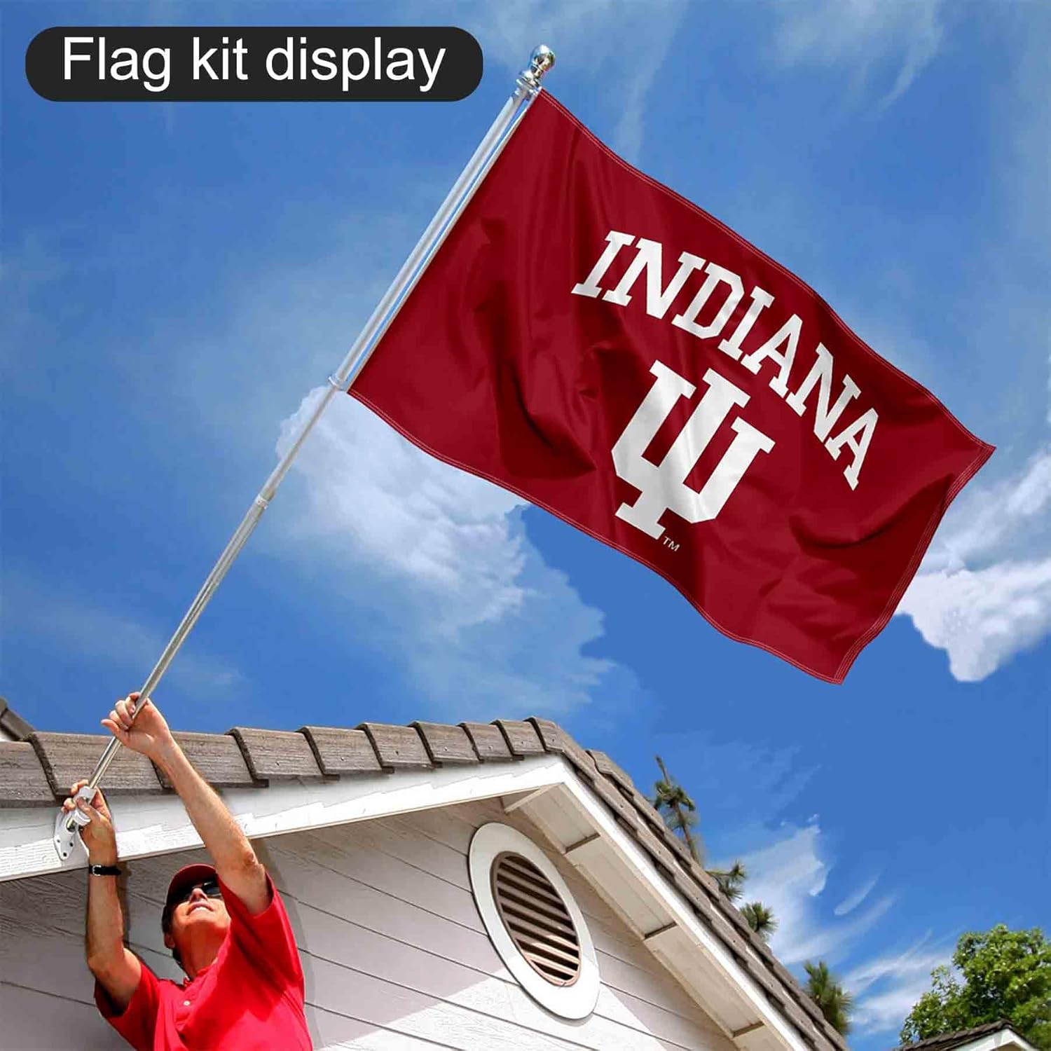 Indiana Hoosiers Flag with Pole and Bracket Kit