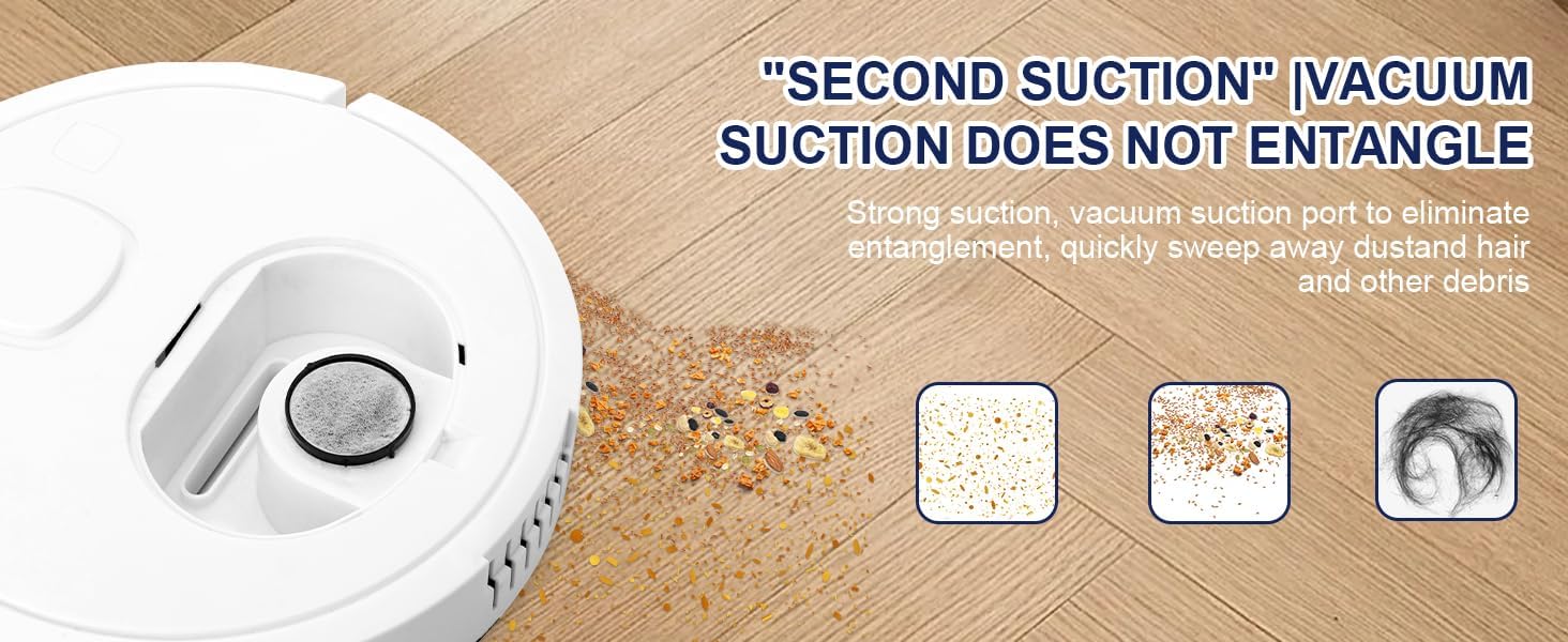 Vacuum Cleaner,Slim, Robotic Vacuum Cleaner, Daily Schedule Cleaning, Ideal for Pet HairHard Floor and Low Pile Carpet.(White)