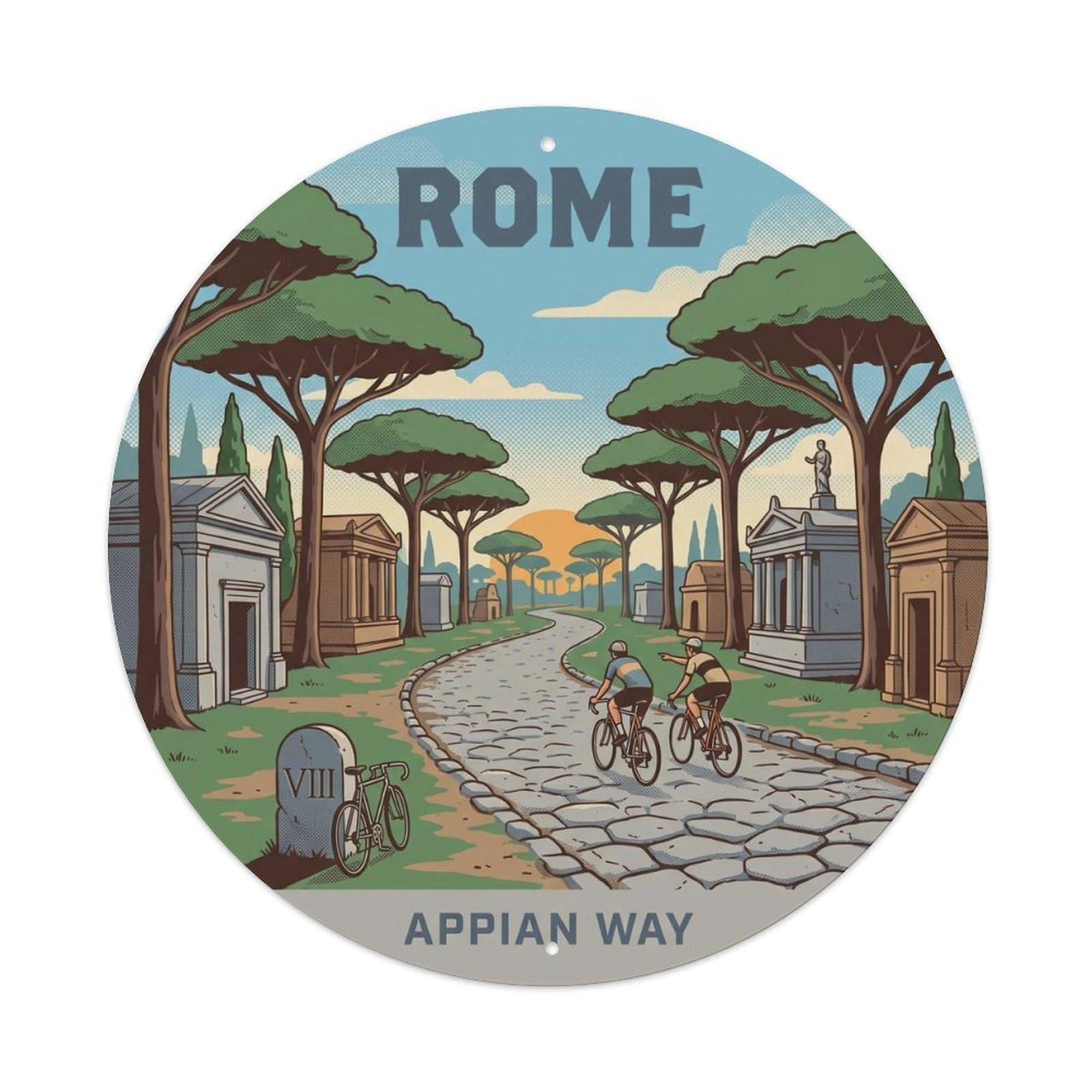 Rome Italy Appian City Landmark Travel Classic Metal Tin Sign