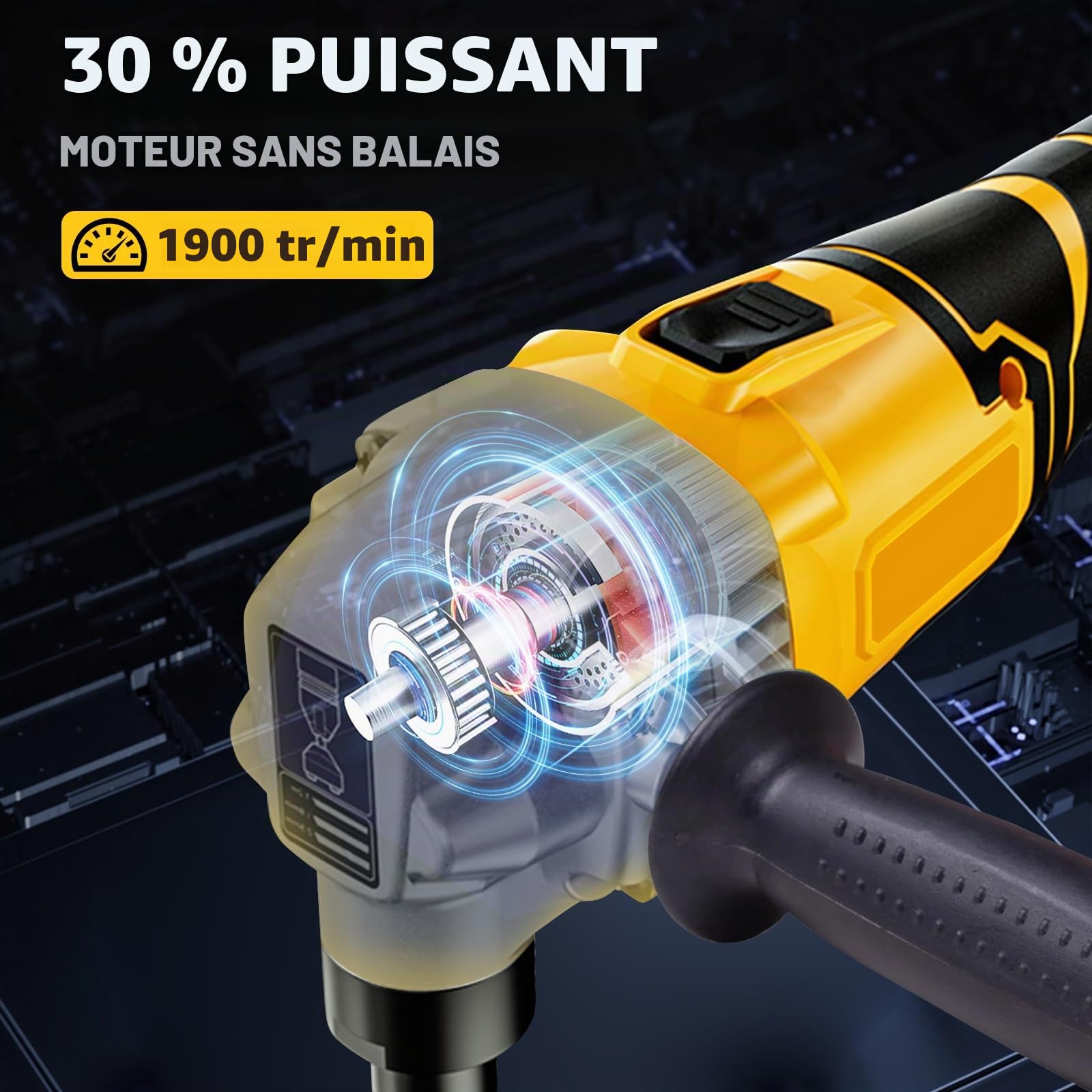 Grignoteuse de métal sans fil compatible avec batterie DeWalt 20V (sans batterie), cisaille électrique sans balais pour métal à 1900 tr/min avec tête grignoteuse rotative à 360°, grignoteuse