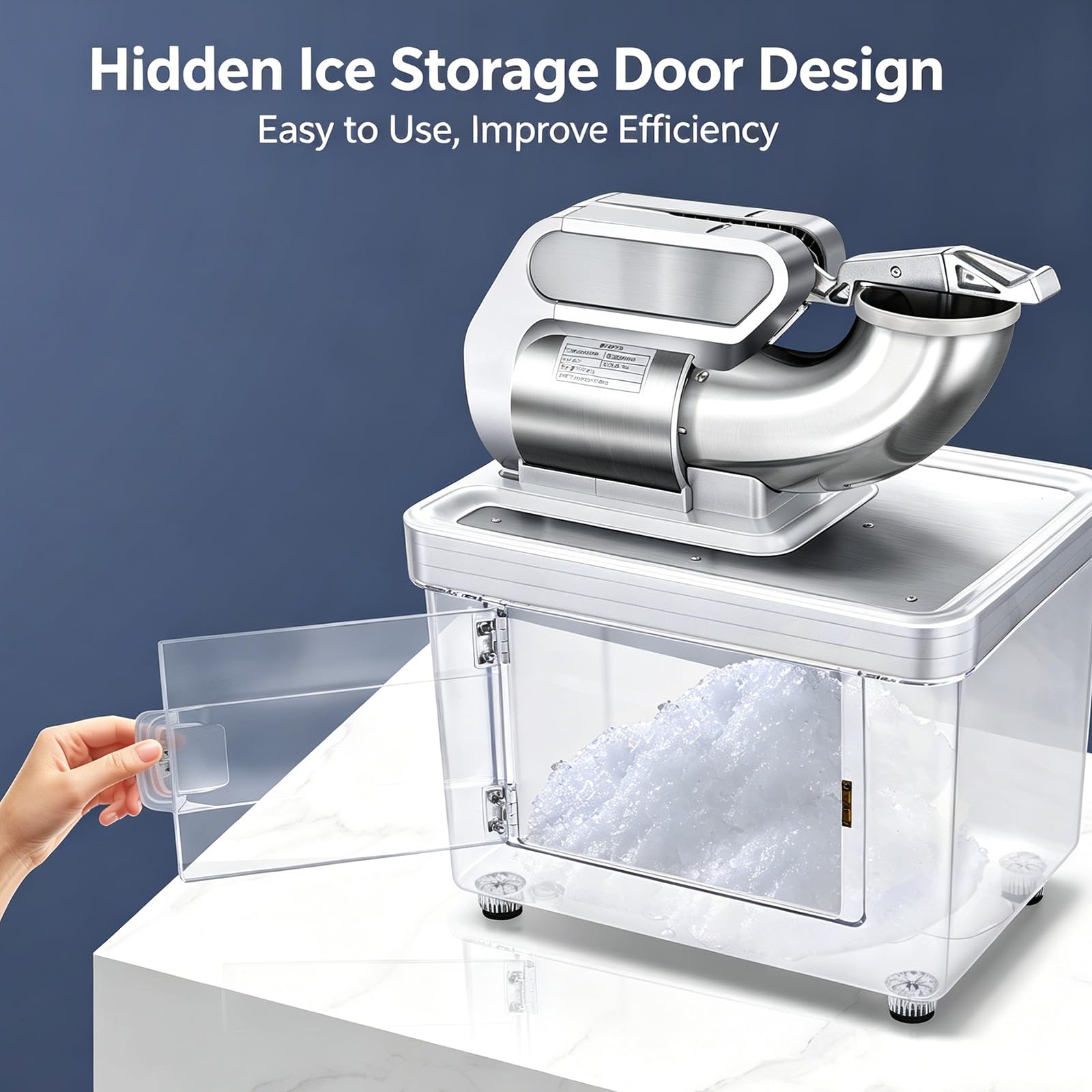 Trituradora de Hielo eléctrica Comercial 350W, 145 lbs/H máquina automática de Hielo con 8 contenedores de galones, máquina de Hielo afeitada de Acero Inoxidable para Bares Restaurantes Cafés
