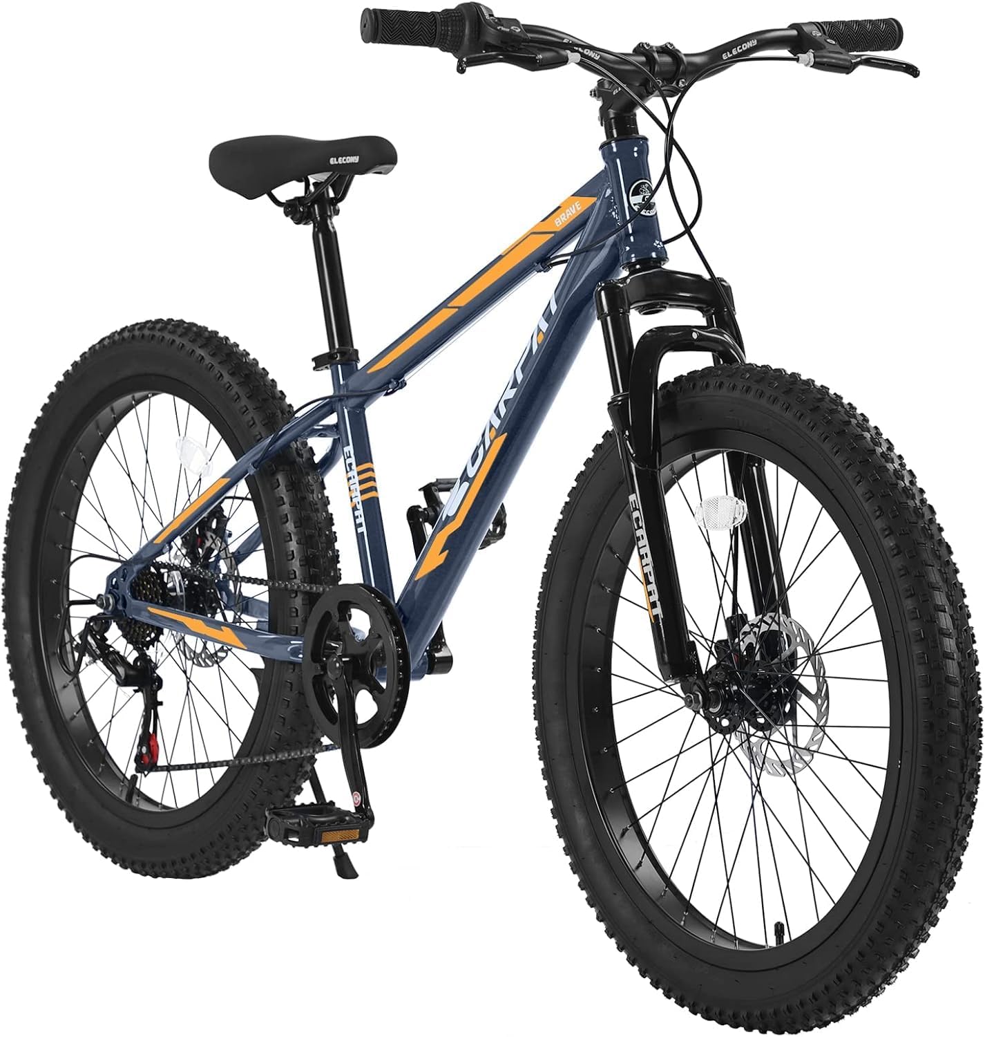 Fat Tire Bike Adult/Youth Full 7 Speed Mountain Bike, Dual Disc Brake, High-Carbon Steel Frame, Front Suspension, Mountain Trail Bike, Urban Commuter City Bicycle