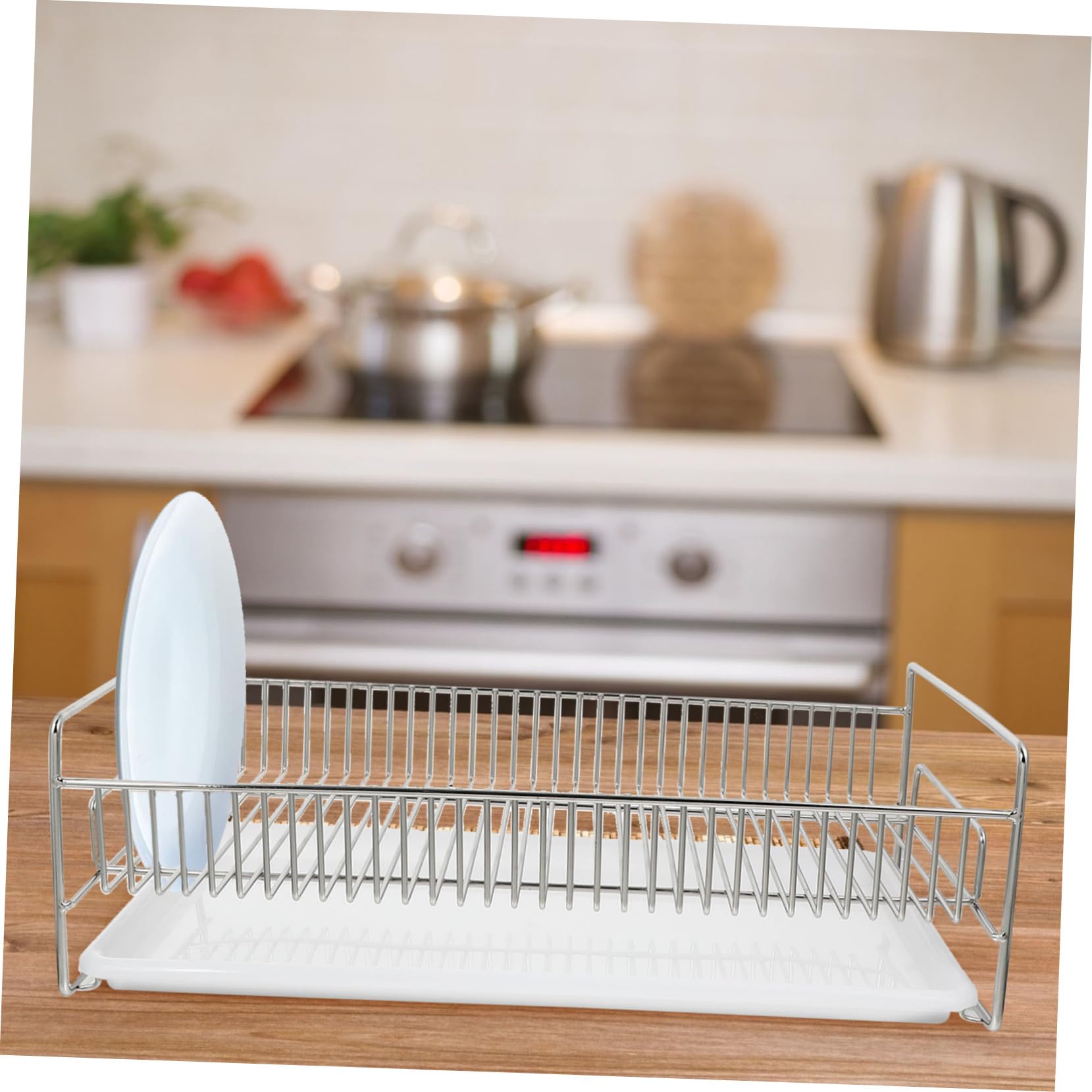 Escurridor Multifuncional de Acero Inoxidable y Pp para Cocina, Estante de Almacenamiento Bandeja Plástica, Fácil de Usar Bordes Ásperos, Color Plata