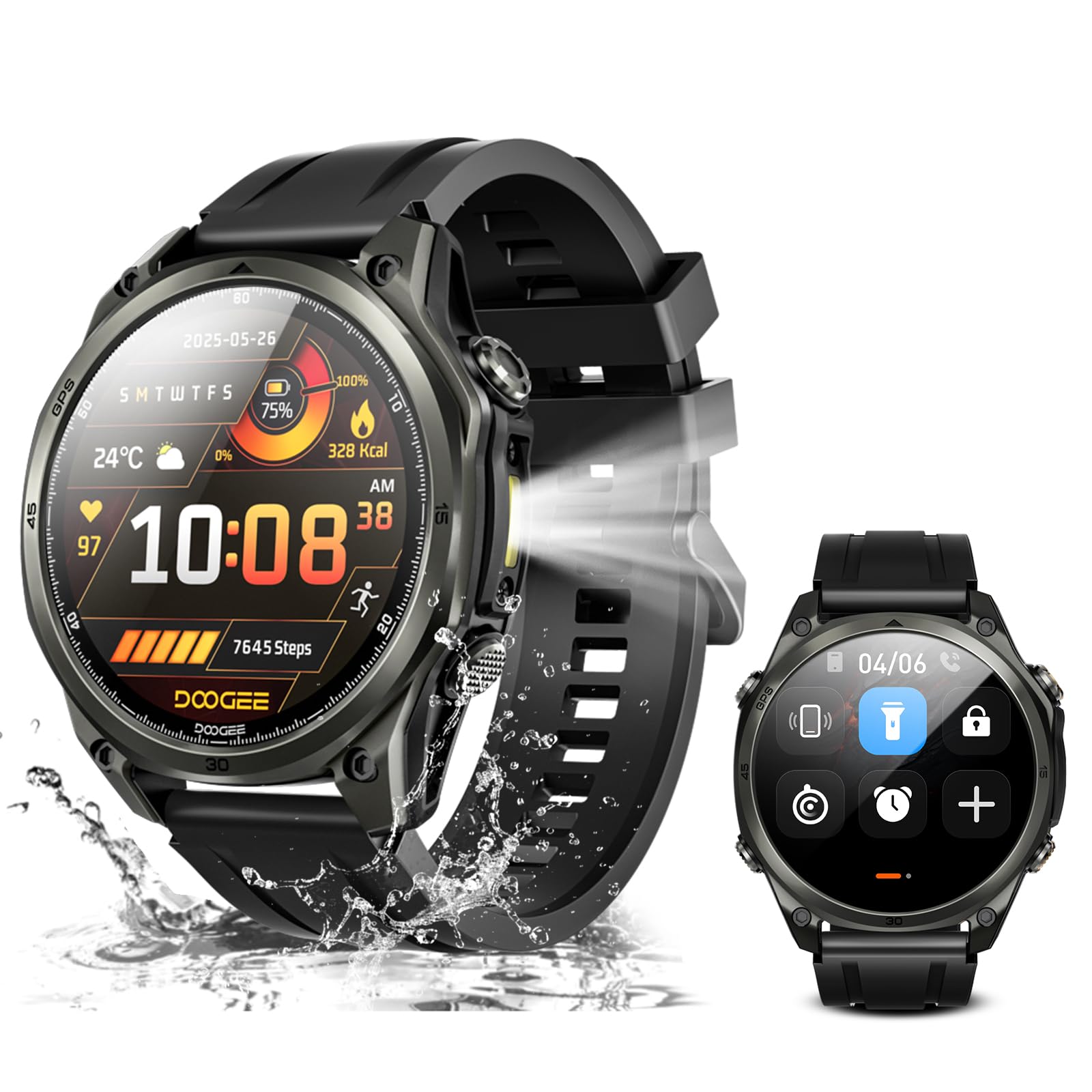 Anywise W1 AI Smartwatch Uomo,GPS Dual-Band Integrato,5ATM Impermeabile Militare Smart Watch,1.43" AMOLED Fitness Tracker Per Android iOS,170+Sports Modes,Answer/Make Call/12 Days Battery