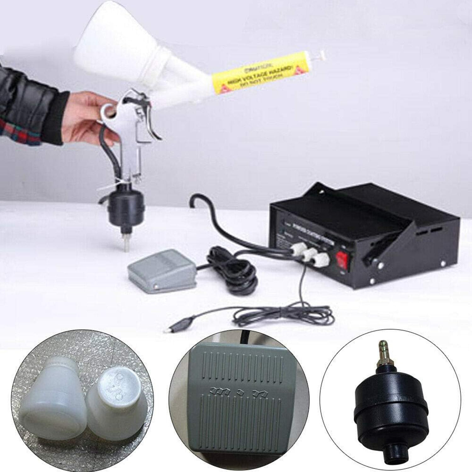 Pistola de Pintura portátil para Recubrimiento en Polvo, Kits de Recubrimiento en Polvo electrostático, Ajustable en 5 etapas, para pulverizar Barcos, Puentes y Productos de ferretería