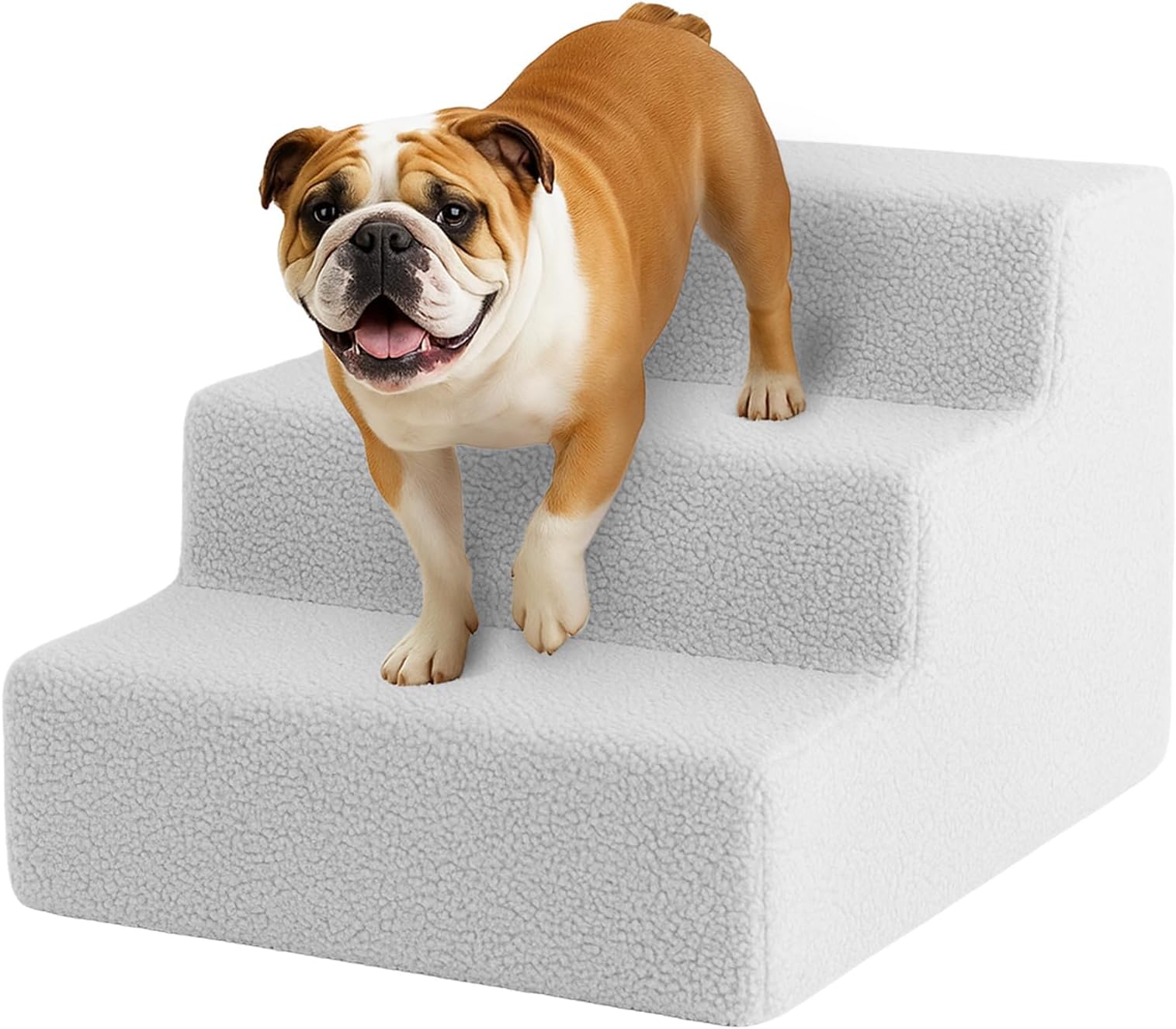 Youyijia Dog Steps 3 Steps Pet Stair Step for Bed 45x35x30cm Pet Stairs Pet Ladder with Washable Non Slip Plush Cloth Cover for Dogs and Cats (Grey)