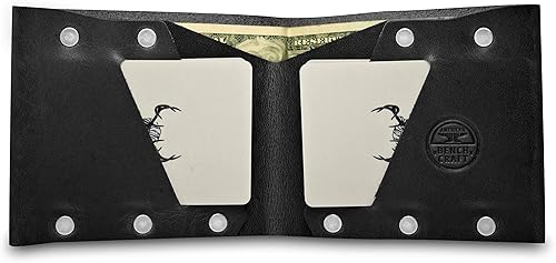 Miniatura 2 de Billetera plegable delgada, billetera de cuero, billeteras hechas a mano para hombres - #2, Negro -, Minimalista