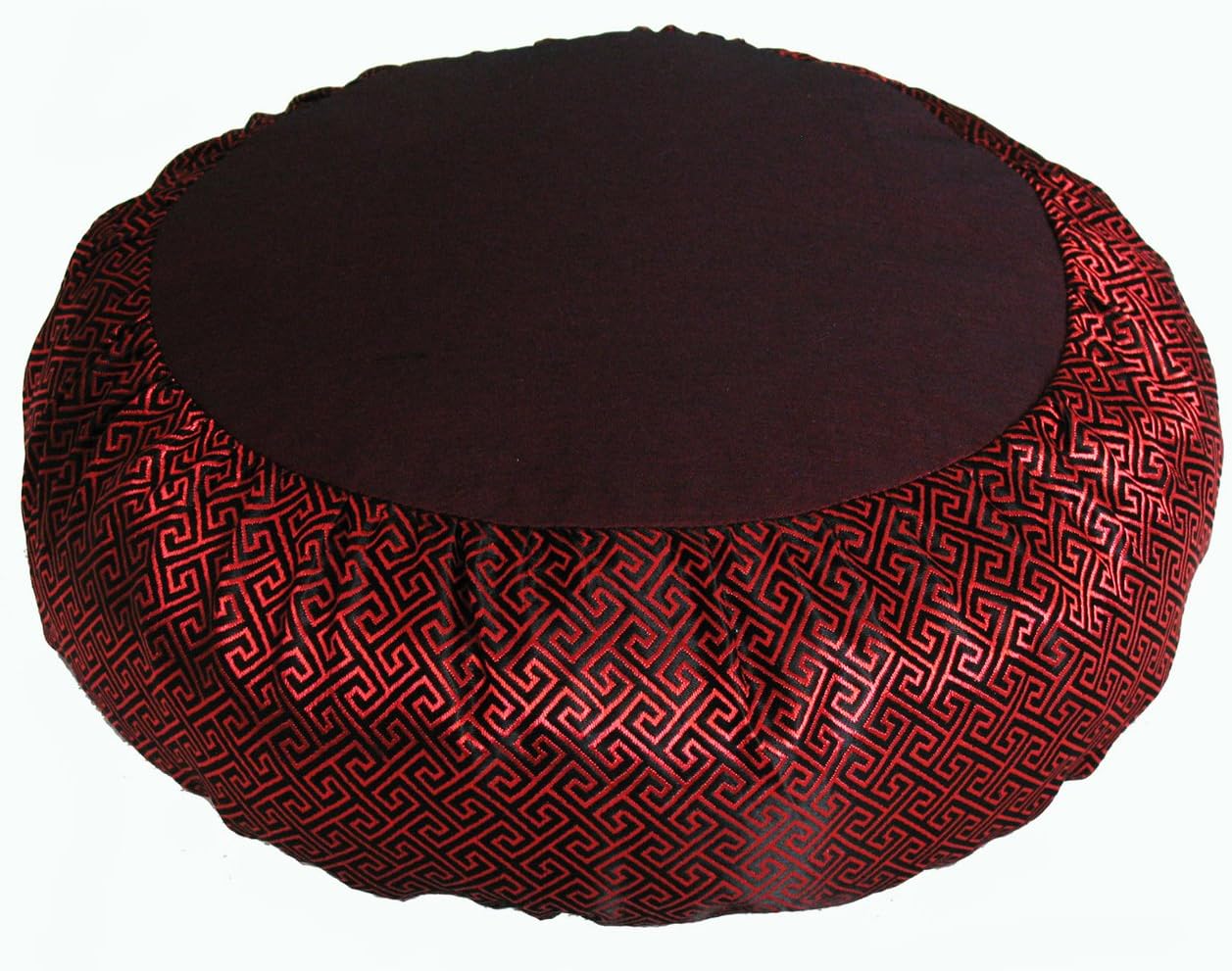 Meditation Cushion Zafu Pillow Buckwheat - Silk Brocade Blue