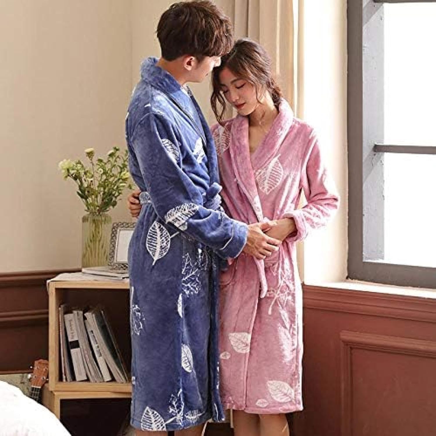 KDUQHF 秋と冬の長袖バスローブ、バスローブ、パジャマの女性コーラルベルベットパジャマ(M) KDUQHF ロングカップル暖かいメンズホーム服  バスローブパジャマ女性の秋と冬のベルベットパジャマ肥厚(M) KDUQHF コーラルベルベットパジャマ冬 の女性のフード付きぬいぐるみ ... バスローブ カップル ネグリジェ 秋と冬のレディース コーラルフリース 長袖バスローブ バスローブ フランネル 厚みとロング メンズ